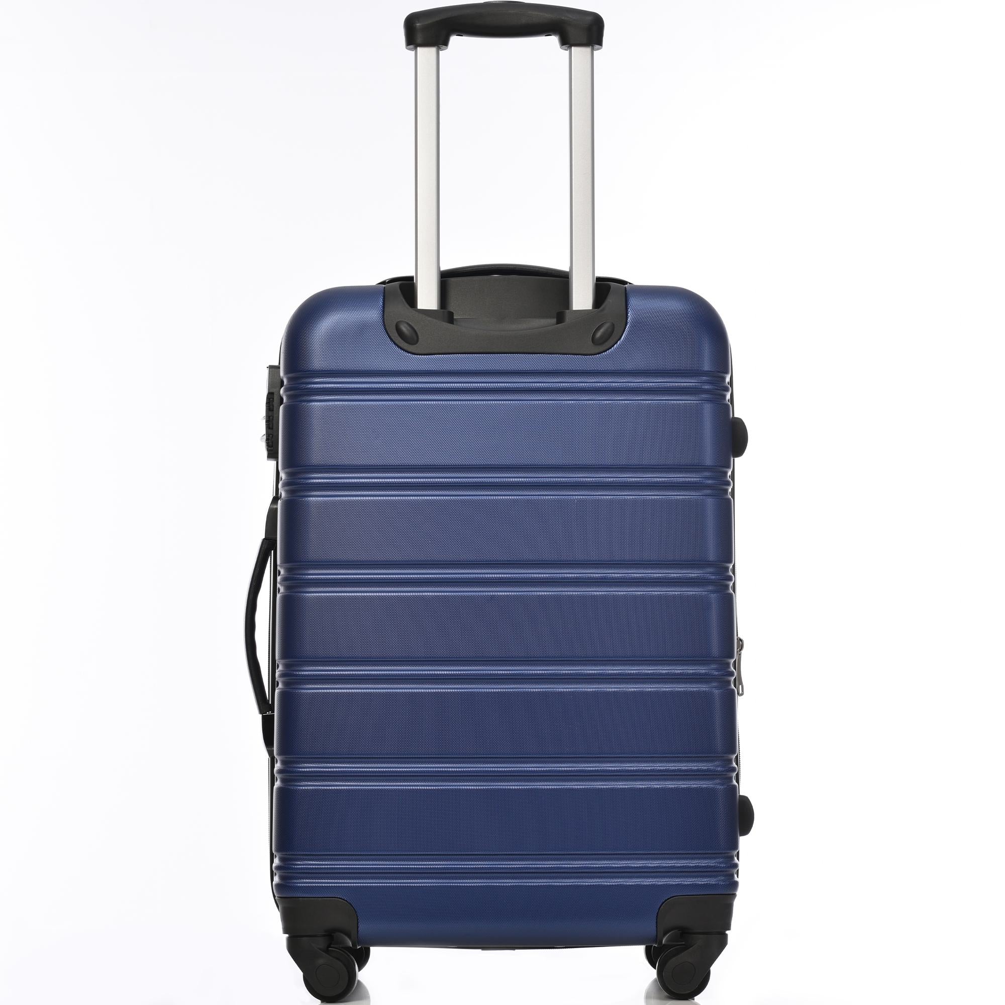 24" 4-Wheel ABS Hard Shell Travel Trolley Suitcase with Extendable Function, Luggage with Secure Lock, 45L × 28W × 69H cm, Deep Blue