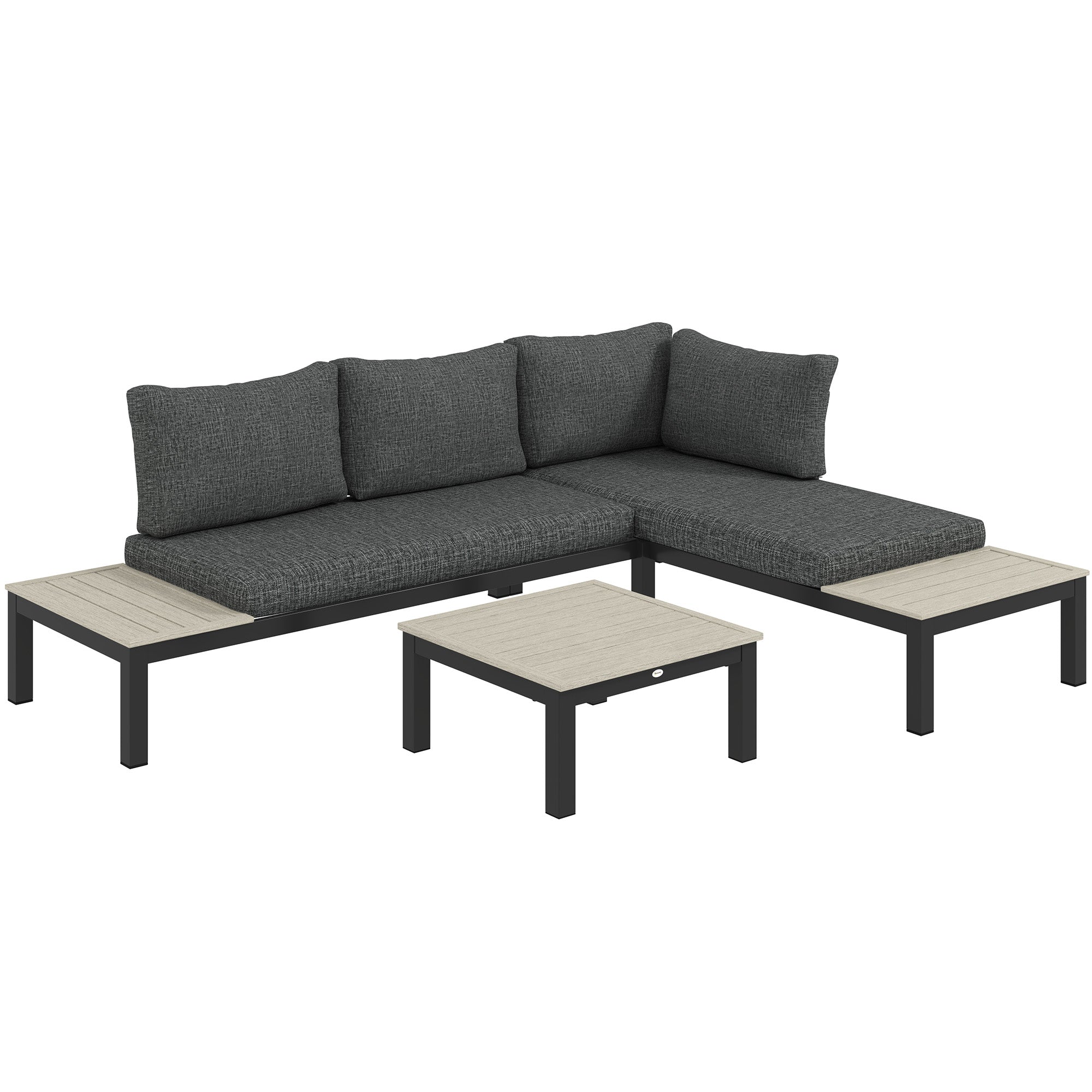 3 Piece Aluminium Garden Sofa Set with Cushions - Dark Grey