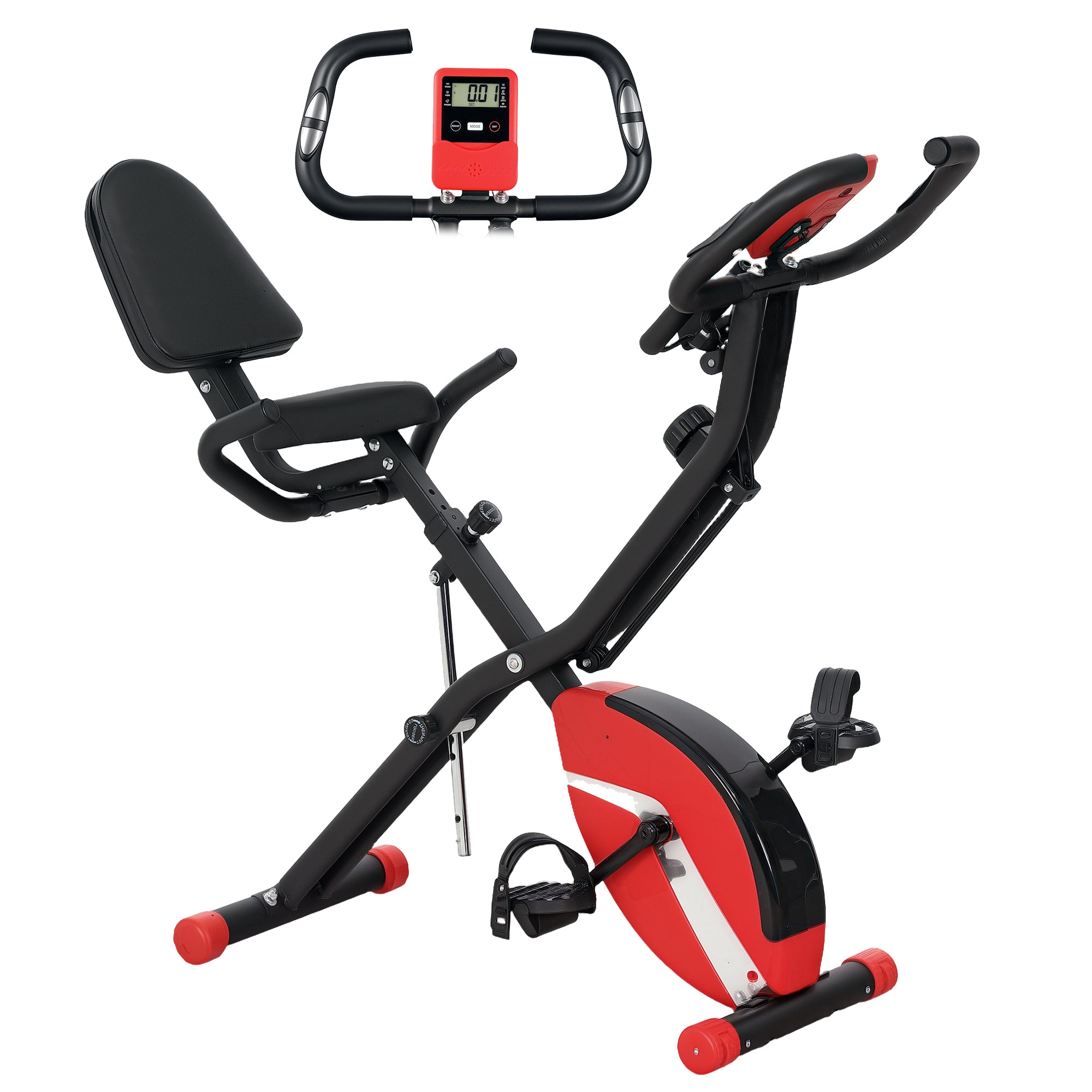 5-In-1 Folding Exercise Bike with Magnetic Resistance - Red