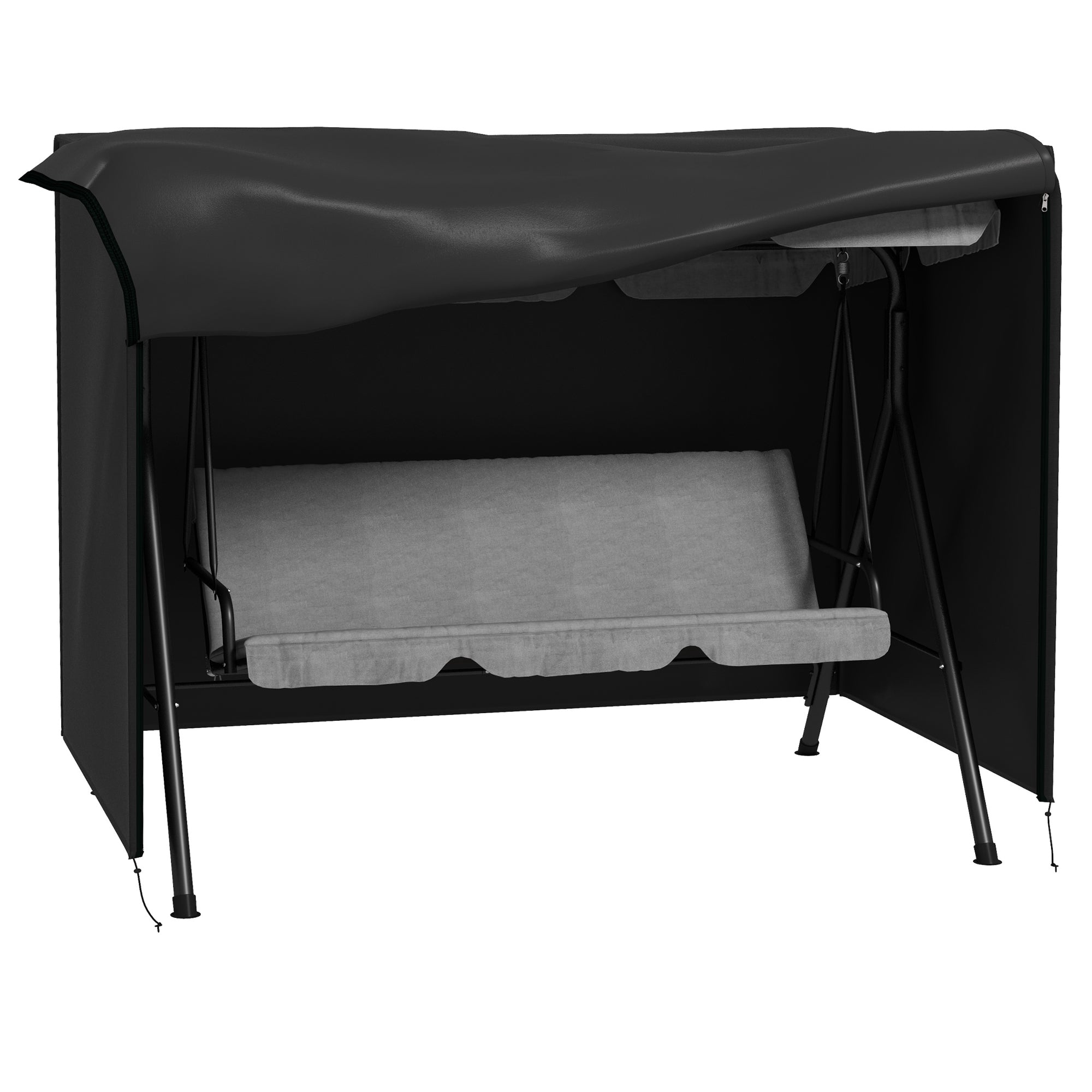 205 x 124cm Three-Seater Swing Chair Protective Cover Black