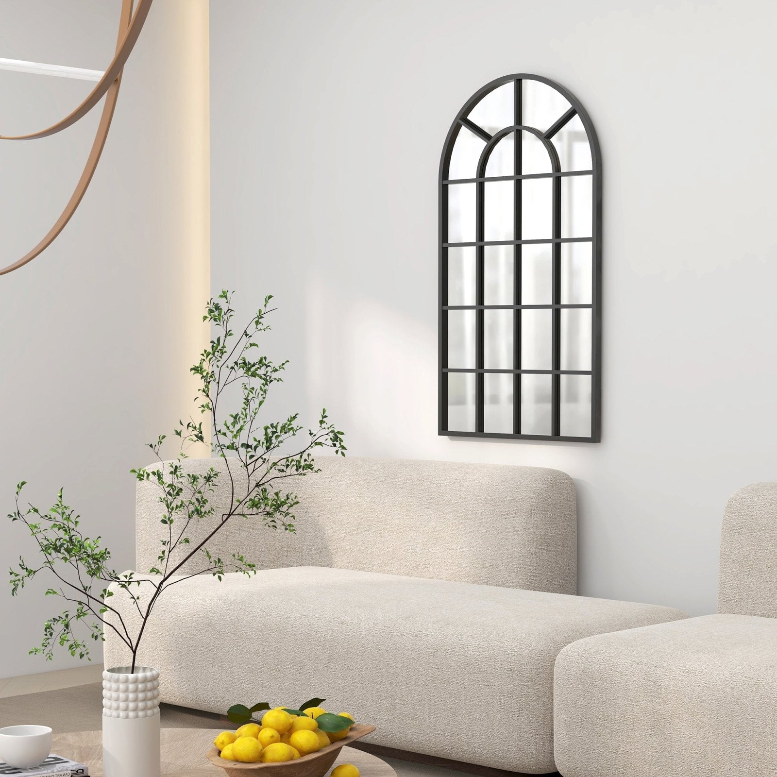 110 x 62 cm Arched Decorative Wall Mirror for Bedroom Living Room, Modern Window Bathroom Mirror for Home Decor - Bedzy UK modern and affordable home furniture England