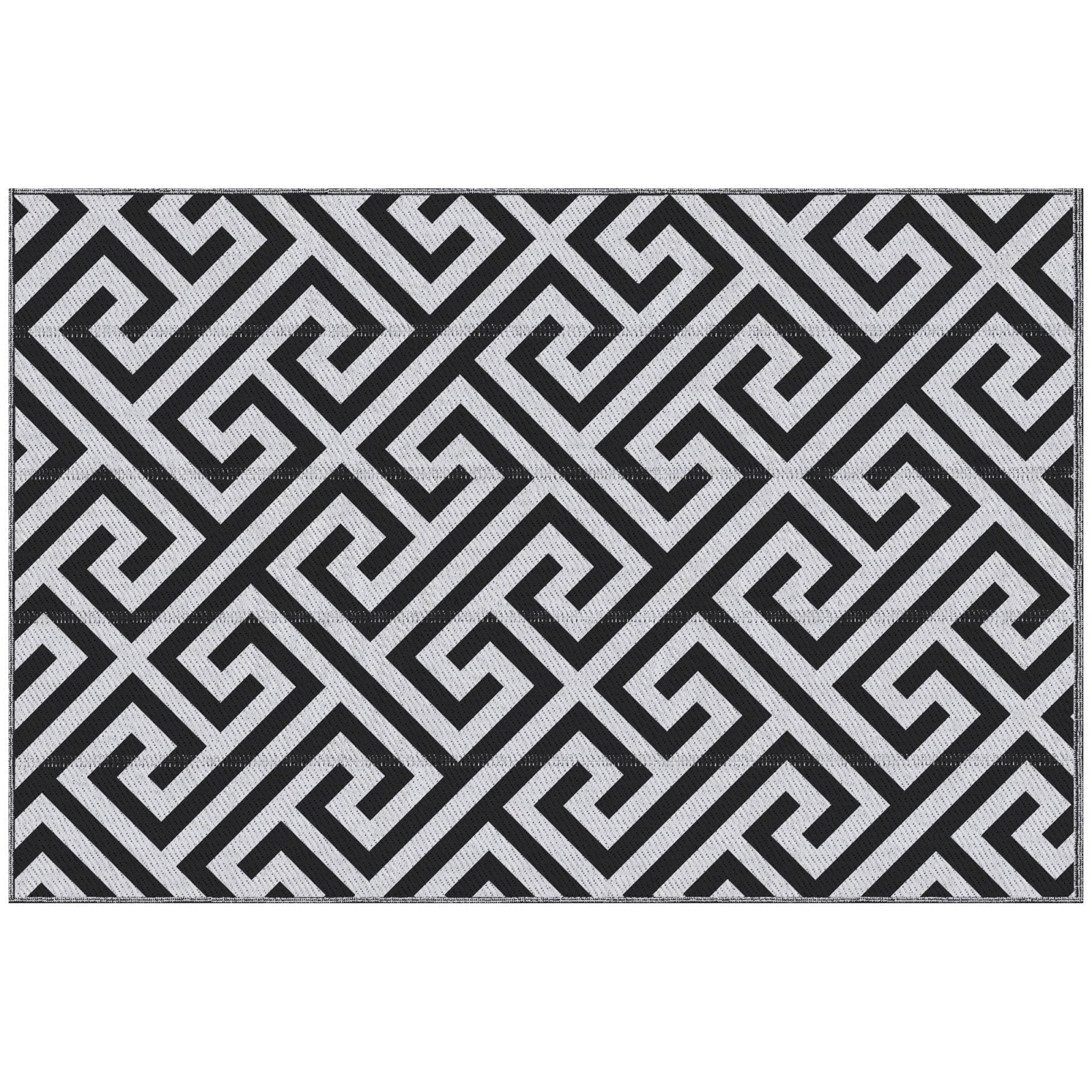 121 x 182 cm(4x6ft) Outdoor Patio Rug Reversible Mat Plastic Straw Rug Portable RV Camping Mat for Garden Deck Picnic Indoor, Black & White - Bedzy UK modern and affordable home furniture England