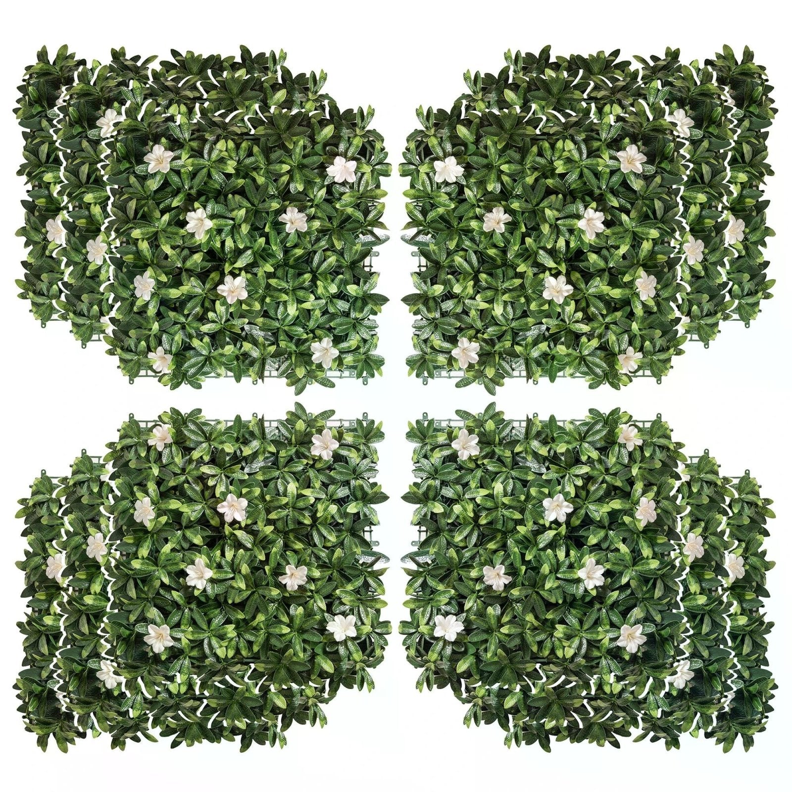 12PCS Artificial Boxwood Wall Panels 20" x 20" Rhododendron Privacy Fence Screen Faux Hedge Greenery Backdrop for Garden Backyard Balcony - Bedzy UK modern and affordable home furniture England