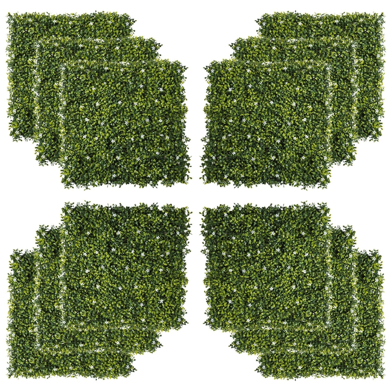 12PCS Artificial Boxwood Wall Panels 50cm x 50cm Grass Privacy Fence Screen Faux Hedge Greenery Backdrop Encrypted Milan Grass - Bedzy UK modern and affordable home furniture England