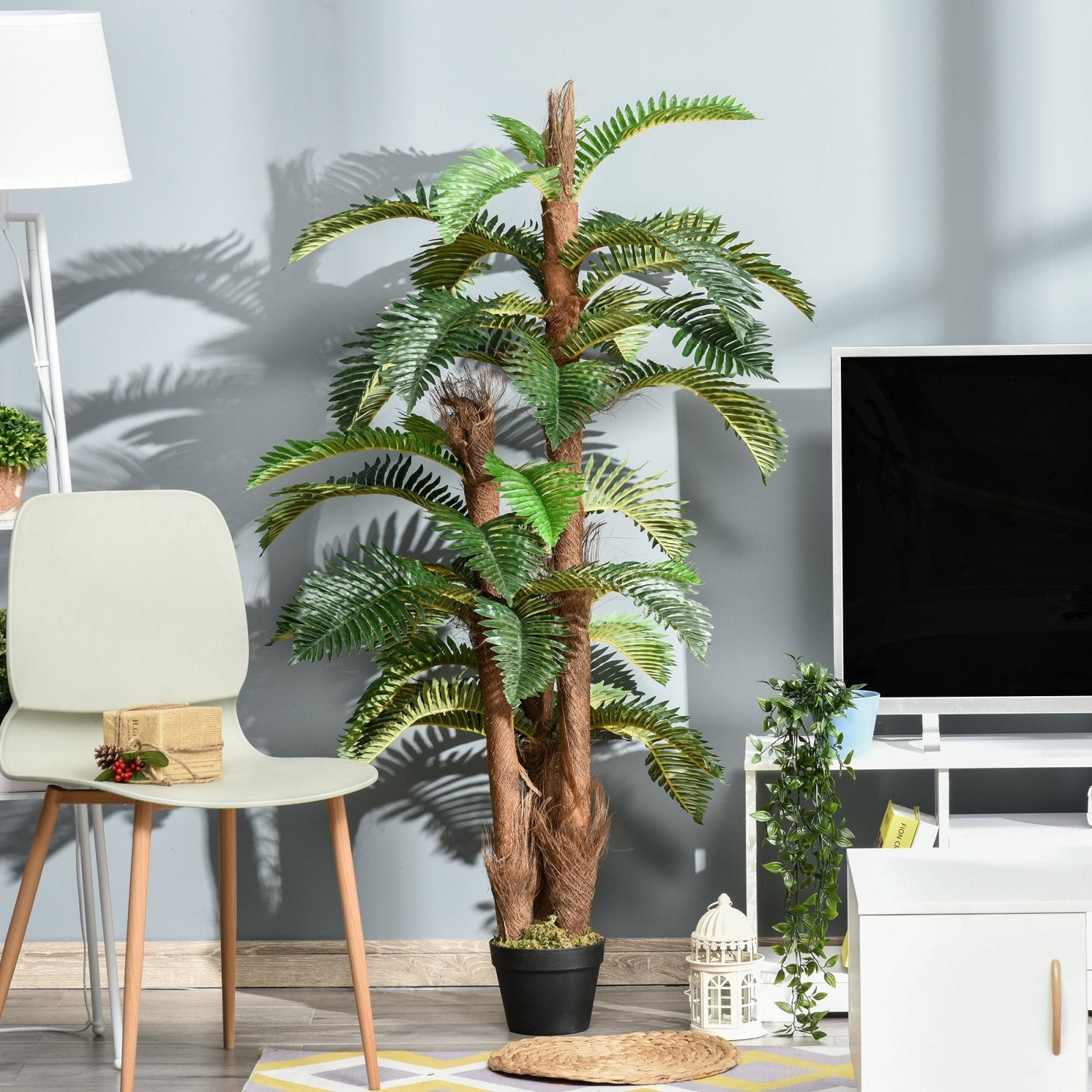 150cm/5FT Artificial Fern Tree Decorative Plant 36 Leaves with Nursery Pot, Fake Plant for Indoor Outdoor Décor - Bedzy UK modern and affordable home furniture England