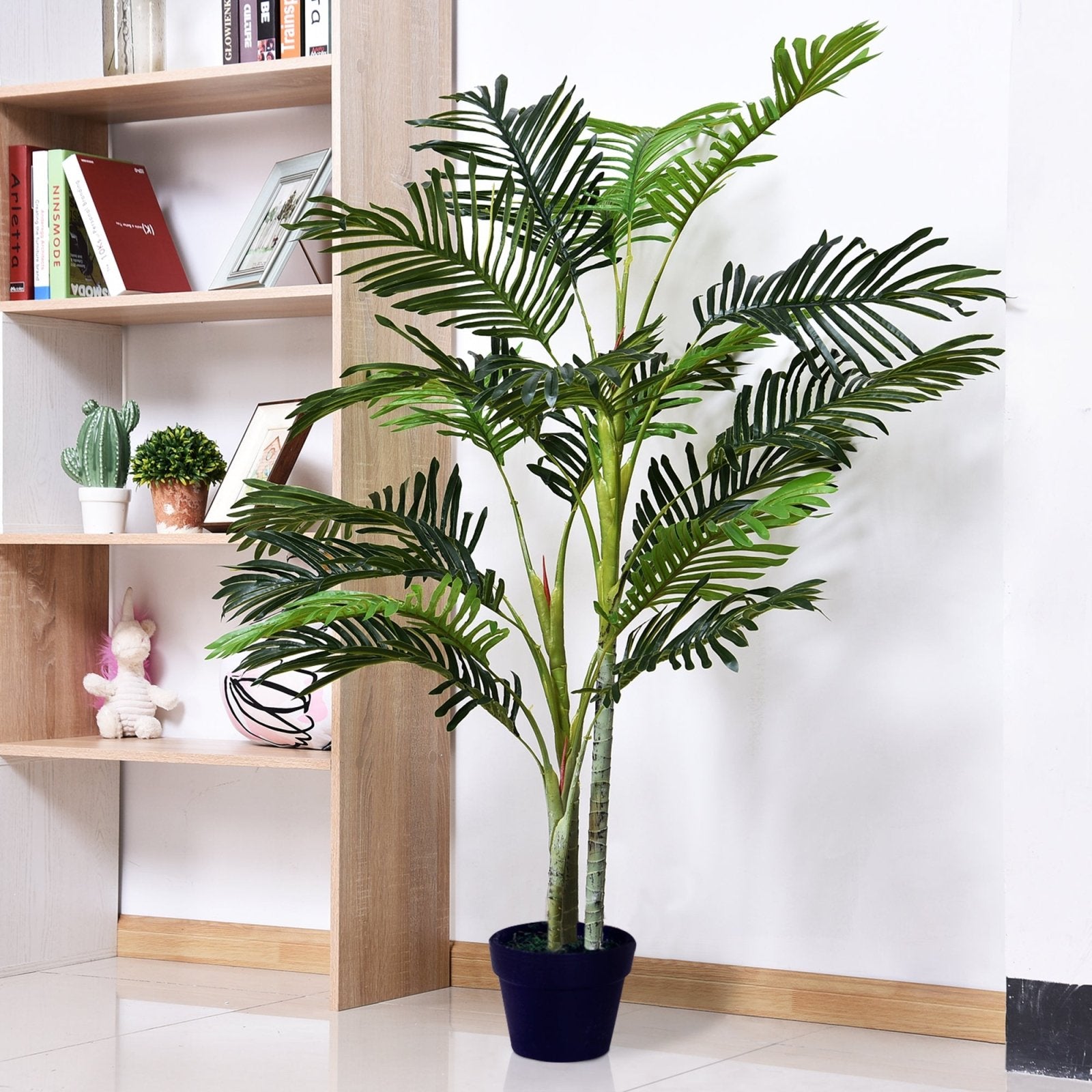 150cm(5ft) Artificial Palm Tree Decorative Indoor Faux Green Plant w/Leaves Home Décor Tropical Potted Home Office - Bedzy UK modern and affordable home furniture England