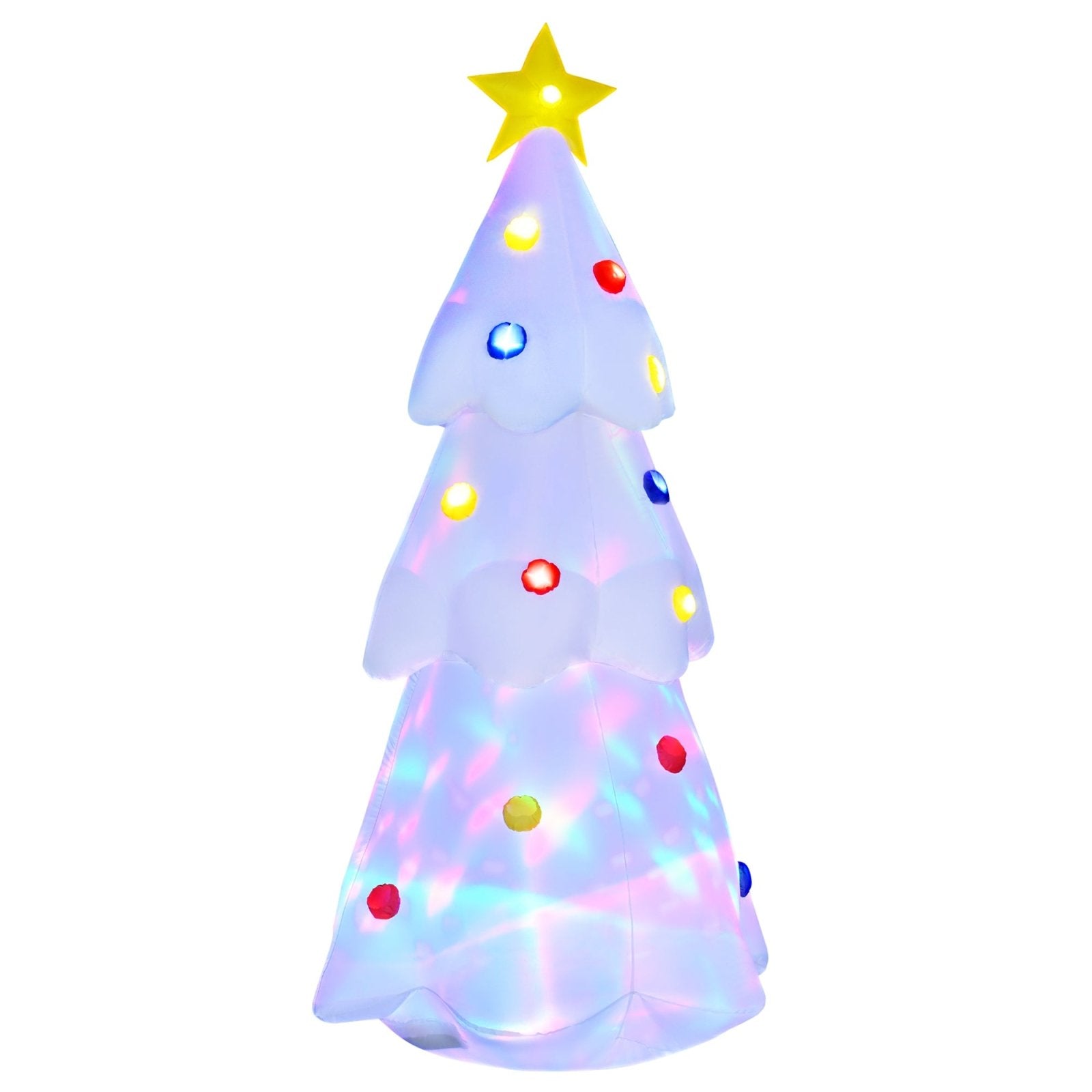 1.8 m Inflatable Christmas Tree w/ Star and Multicolour Decorations LED Lighted Indoor Outdoor Home Decor for Garden Lawn Party Prop White - Bedzy UK modern and affordable home furniture England