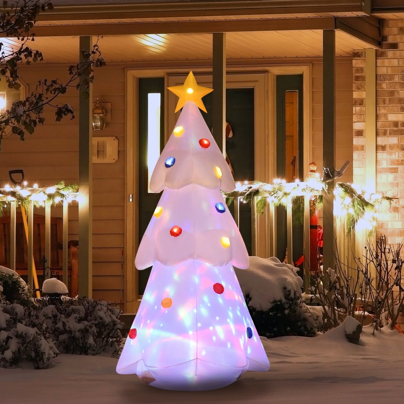 1.8 m Inflatable Christmas Tree w/ Star and Multicolour Decorations LED Lighted Indoor Outdoor Home Decor for Garden Lawn Party Prop White - Bedzy UK modern and affordable home furniture England