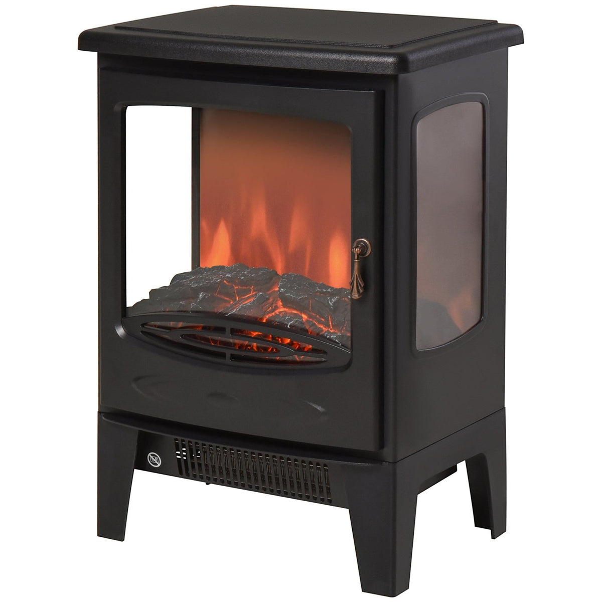 1800W Tempered Glass Electric Fireplace Heater Black - Bedzy UK modern and affordable home furniture England