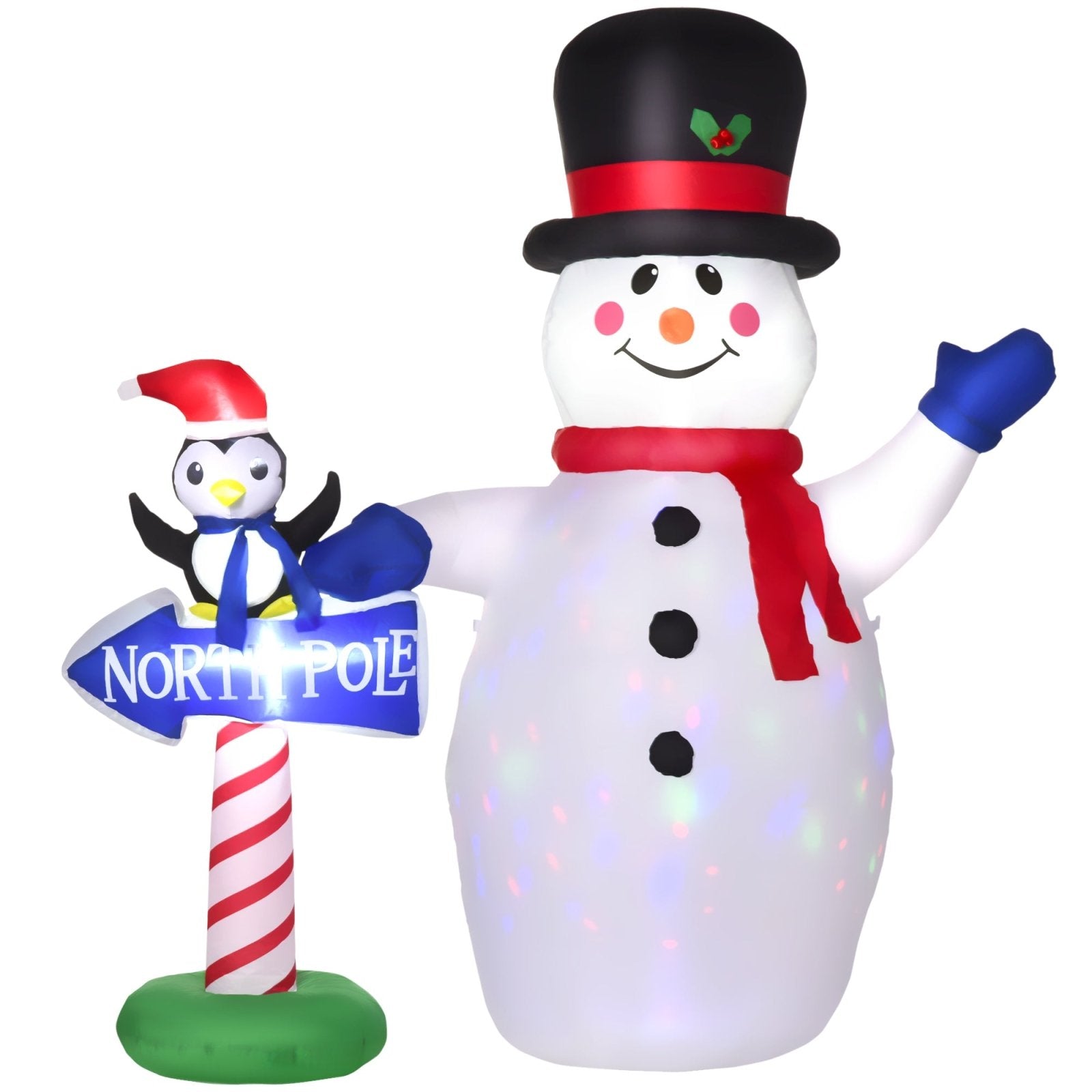 1.9m Christmas Inflatable Snowman Penguin the North Ploe Sign Holiday Yard Decoration with LED Lights, Indoor Outdoor Lawn Blow Up Decor - Bedzy UK modern and affordable home furniture England