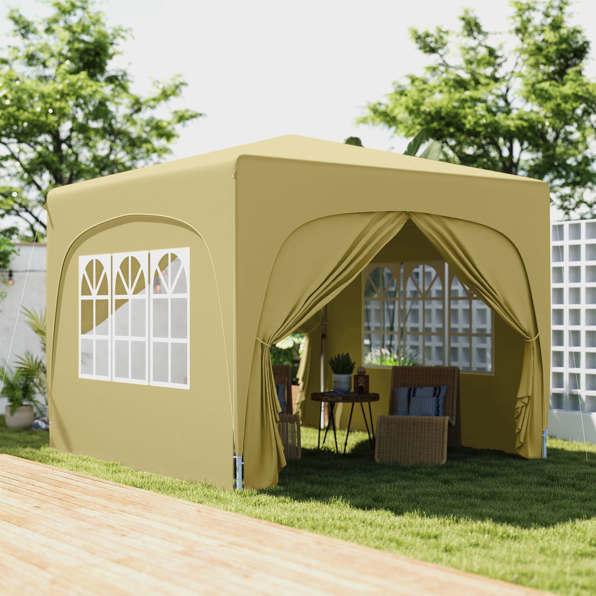 3 x 3m Pop-Up Gazebo Shelter with UPF50+ Canopy - Sand