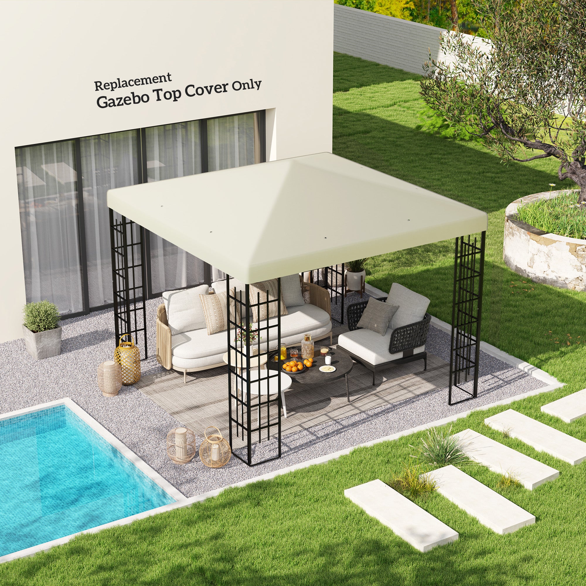 3x3m Gazebo Replacement Canopy for SKU 84C-303 - Cream Polyester