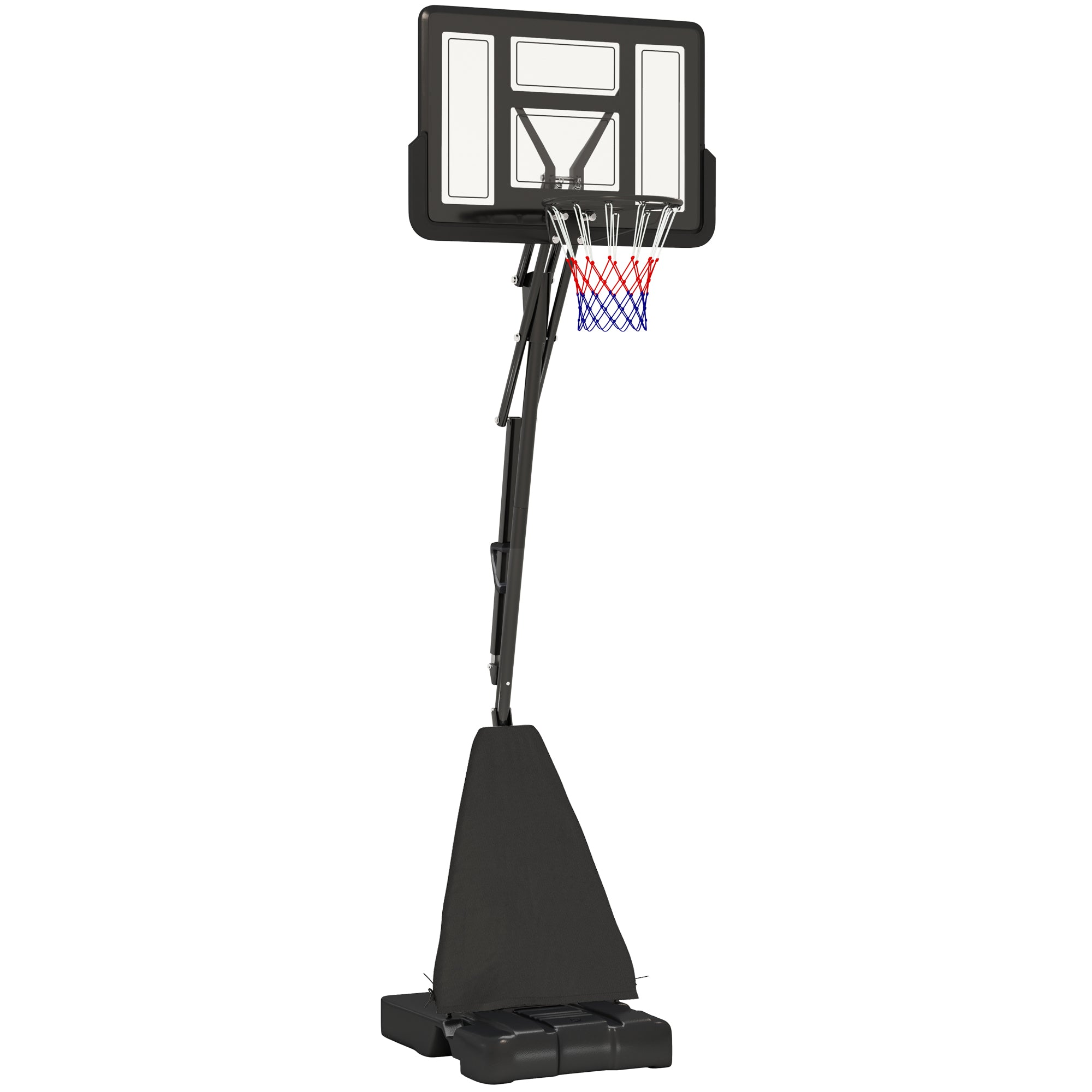 Basketball Hoop Outdoor, Height Adjustable Basketball Hoop and Stand with Rebound System, Weighted Base, Portable on Wheels, 2.45-3.05m, for Teens, Juniors, Adults, Black