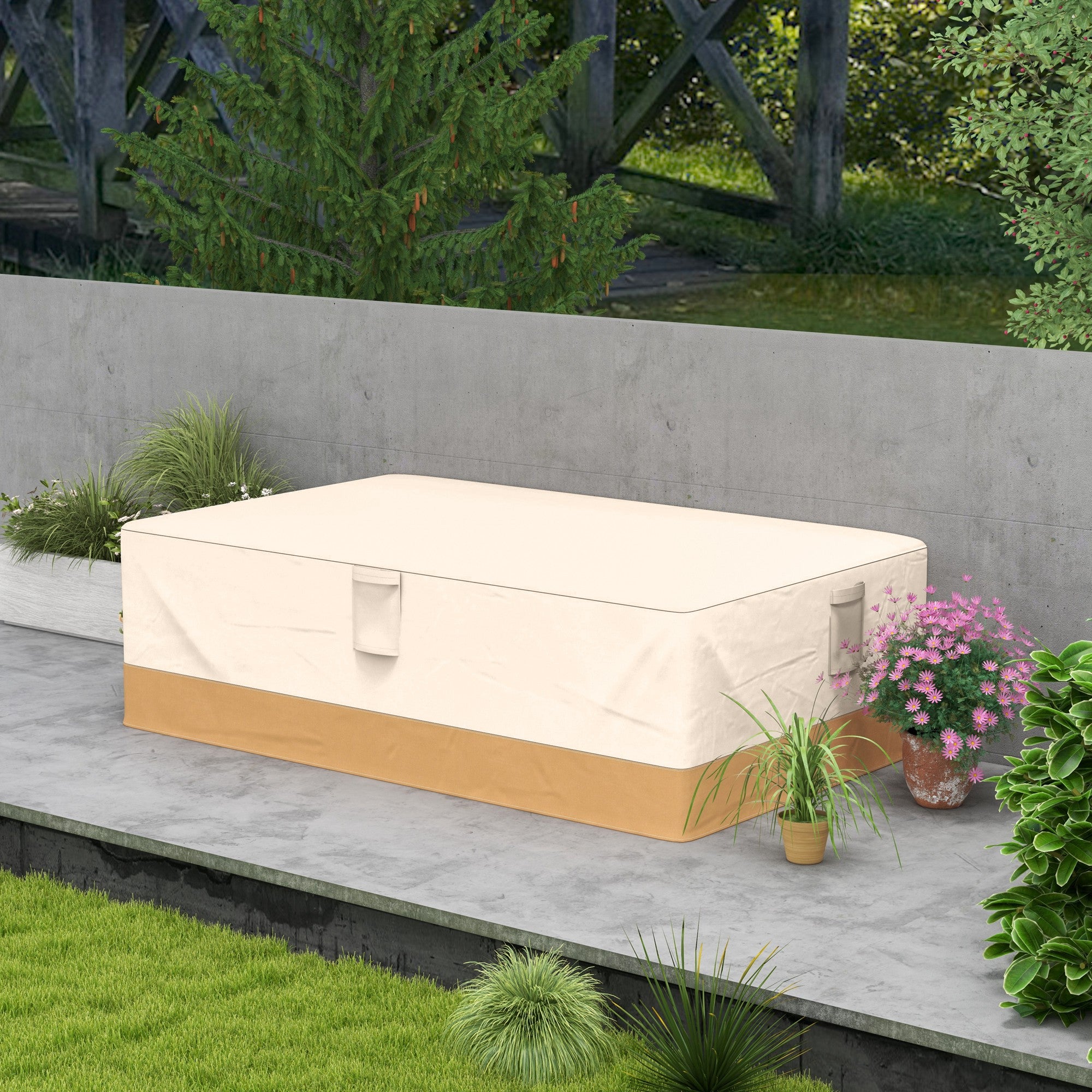 Garden Furniture Covers Waterproof, 600D Oxford Outdoor Furniture Cover with 4 Air Vents, 275 x 208 x 78 cm, Beige