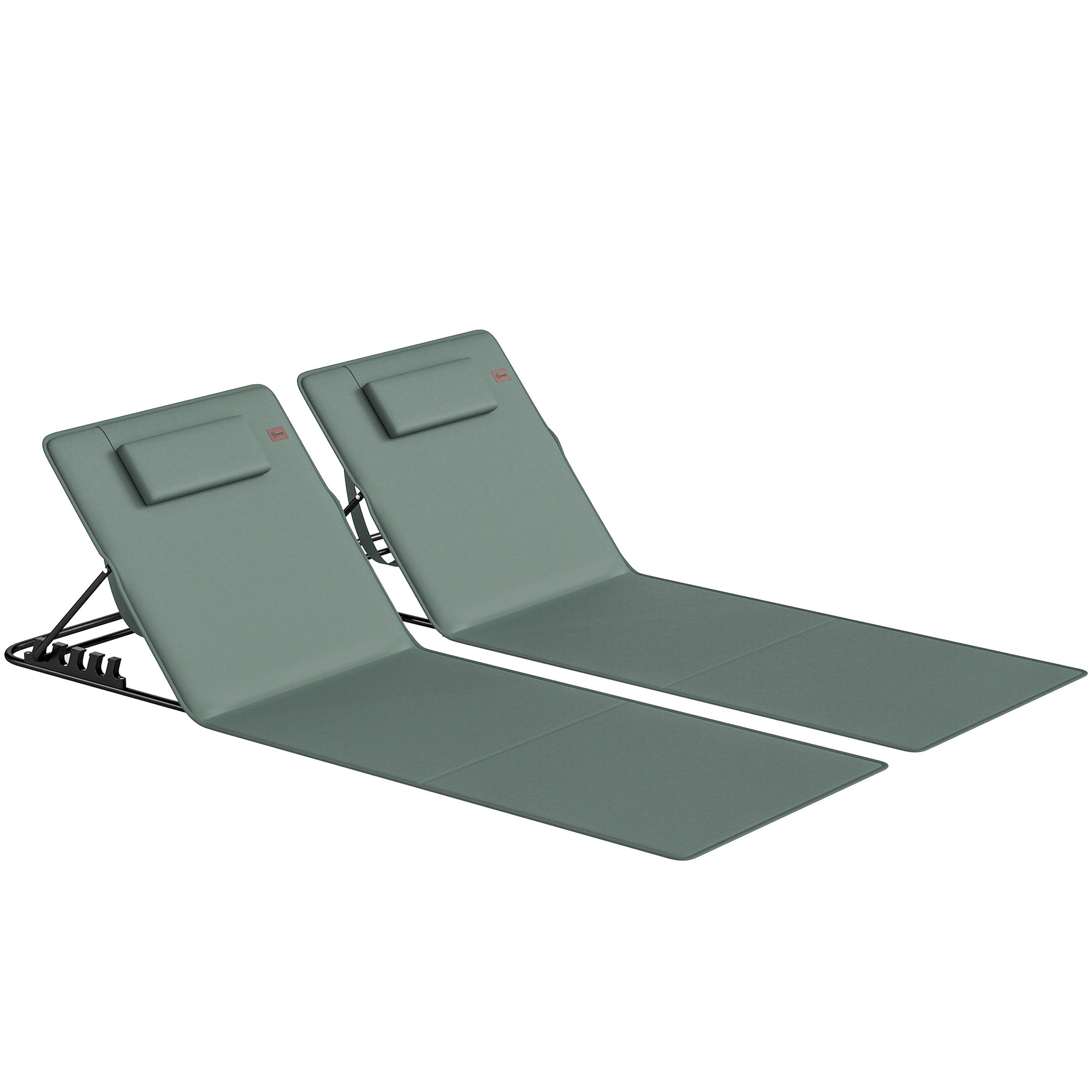 Foldable Sun Loungers Set of 2, Portable Folding Beach Lounger with 4-level Adjustable Backrest, Grey
