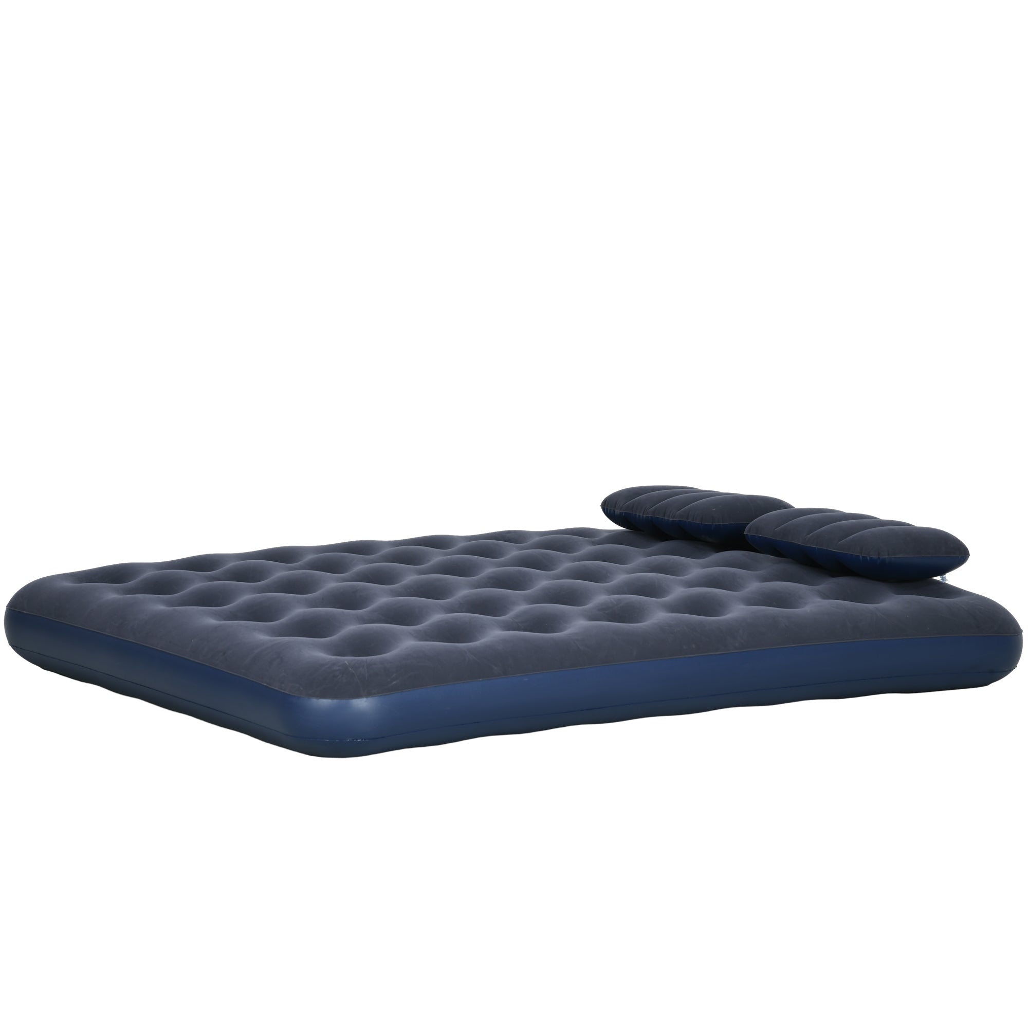 Comfortable Inflatable Double Air Bed with Hand Pump - Blue
