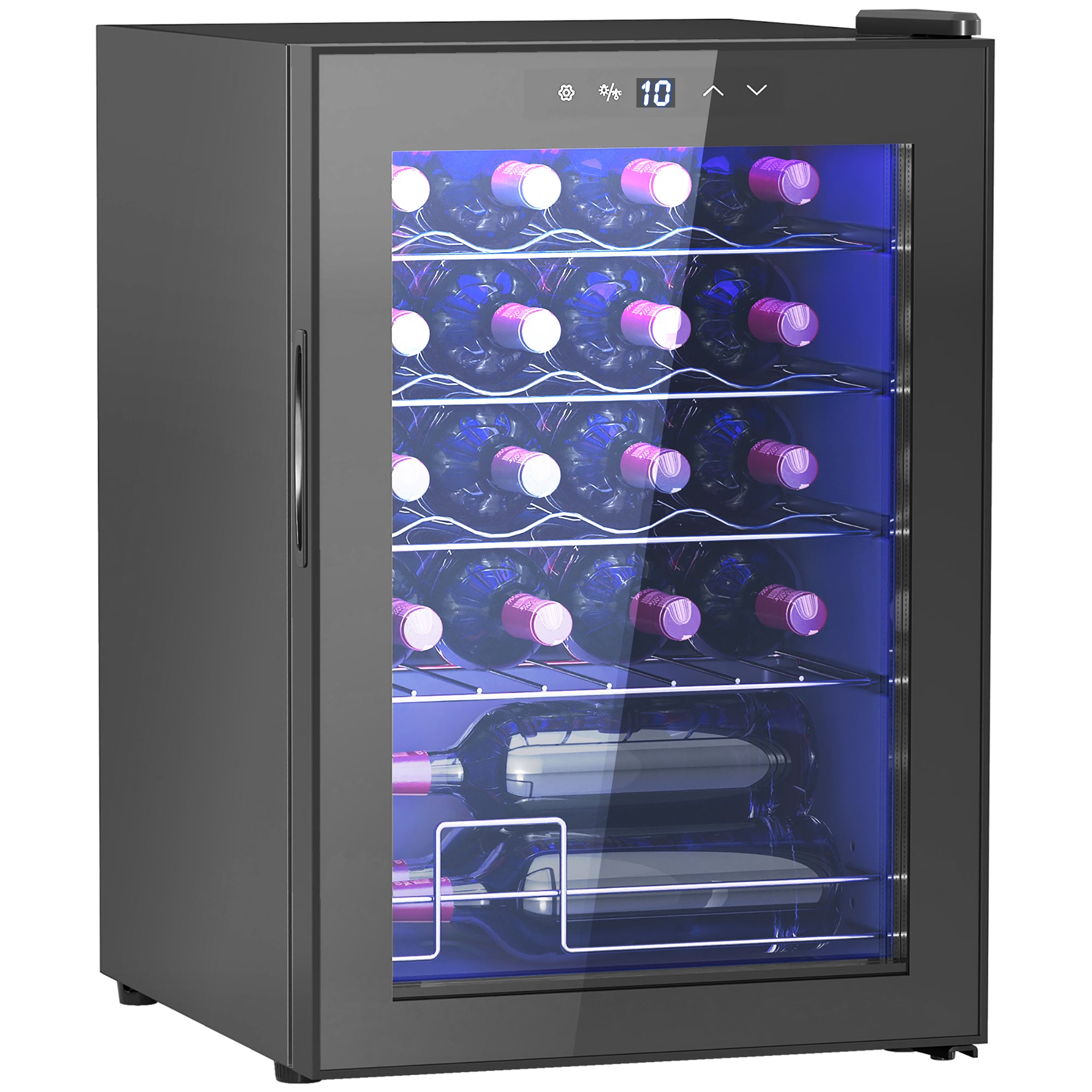 20 Bottle Countertop Wine Fridge with 5-18℃ Temperature Control - Black