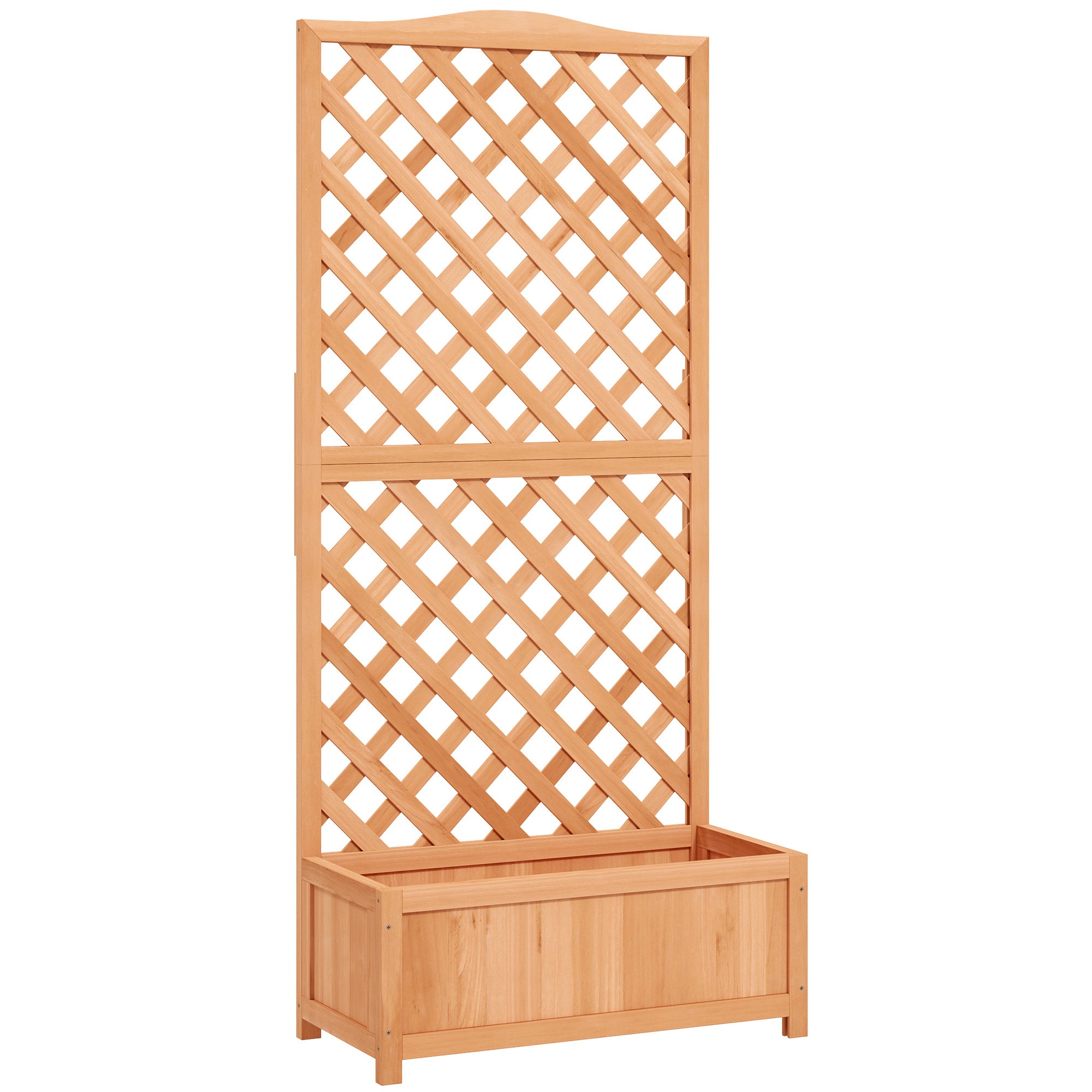 Wooden Planter with Trellis, Freestanding Raised Bed for Garden with Lattice, Outdoor Planter Box for Climbing Plants, Vines, Flowers, 76 x 36 x 170 cm, Natural