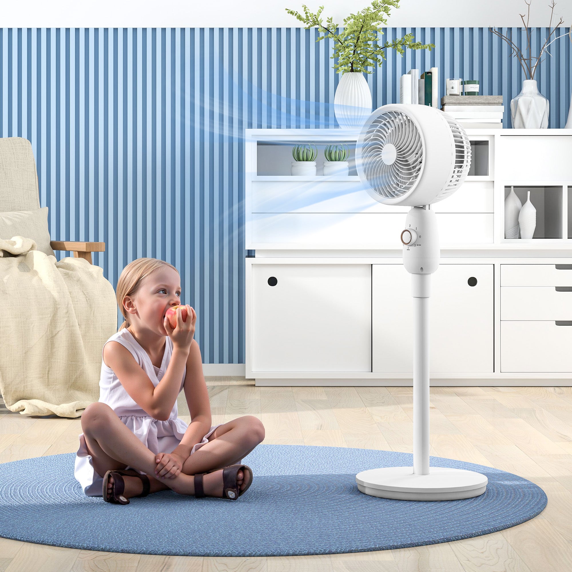 12 Inch Pedestal Fan with 3 Speeds and Oscillation for Home and Office - White