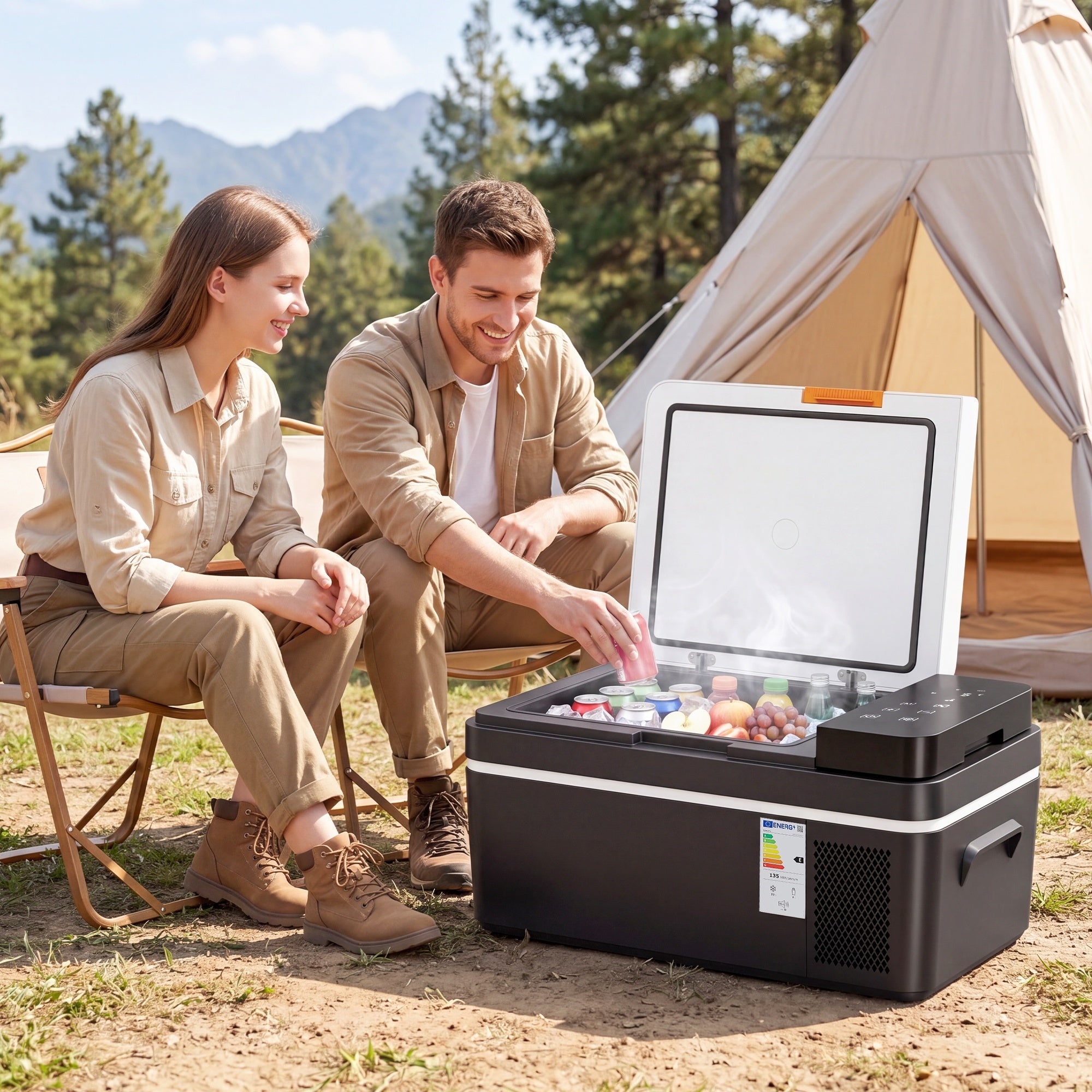 20L Compressor Car Fridge Freezer, Camping Refrigerator with App Control, 12/24V DC and 100-240V AC,