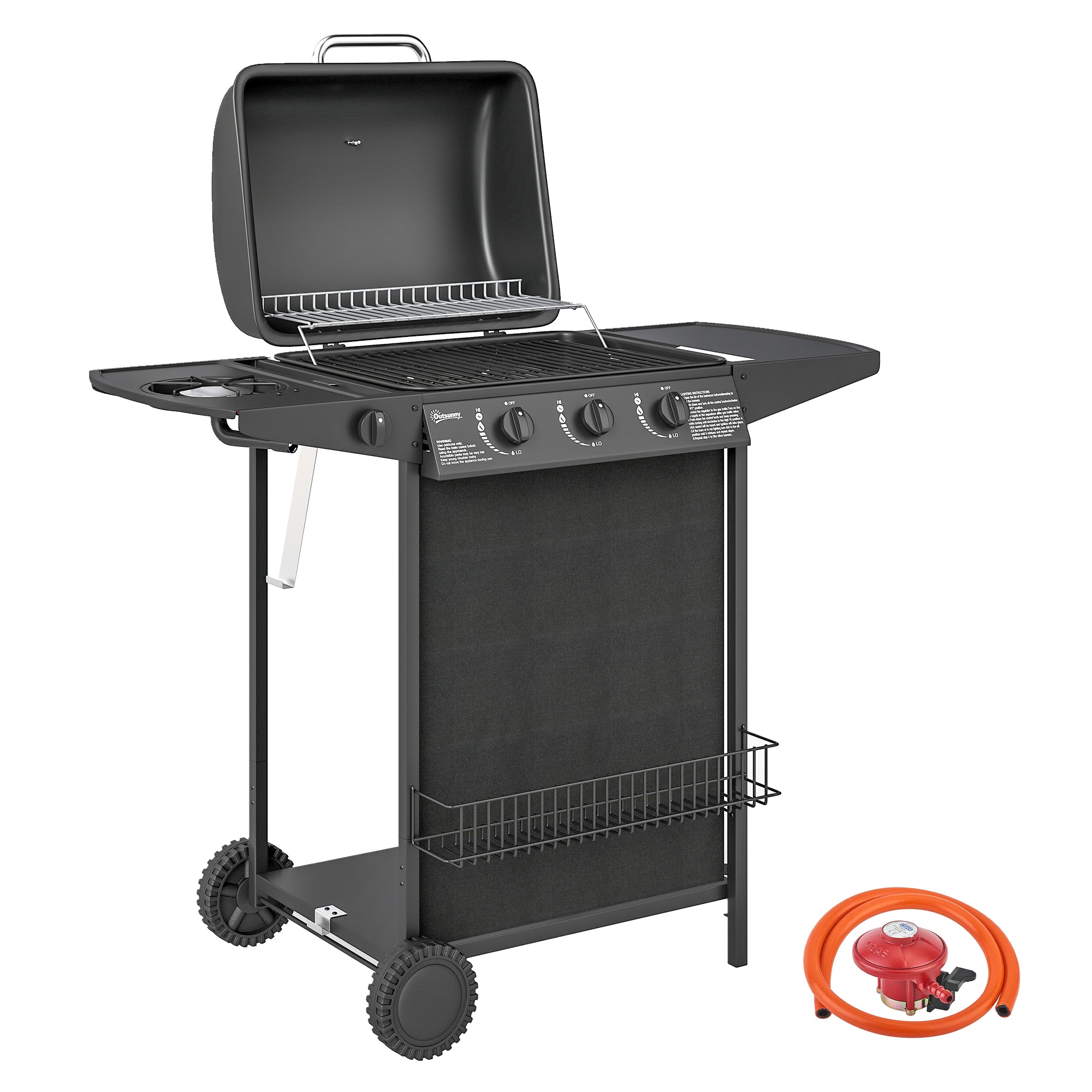 Four Burner Gas Grill BBQ - Black