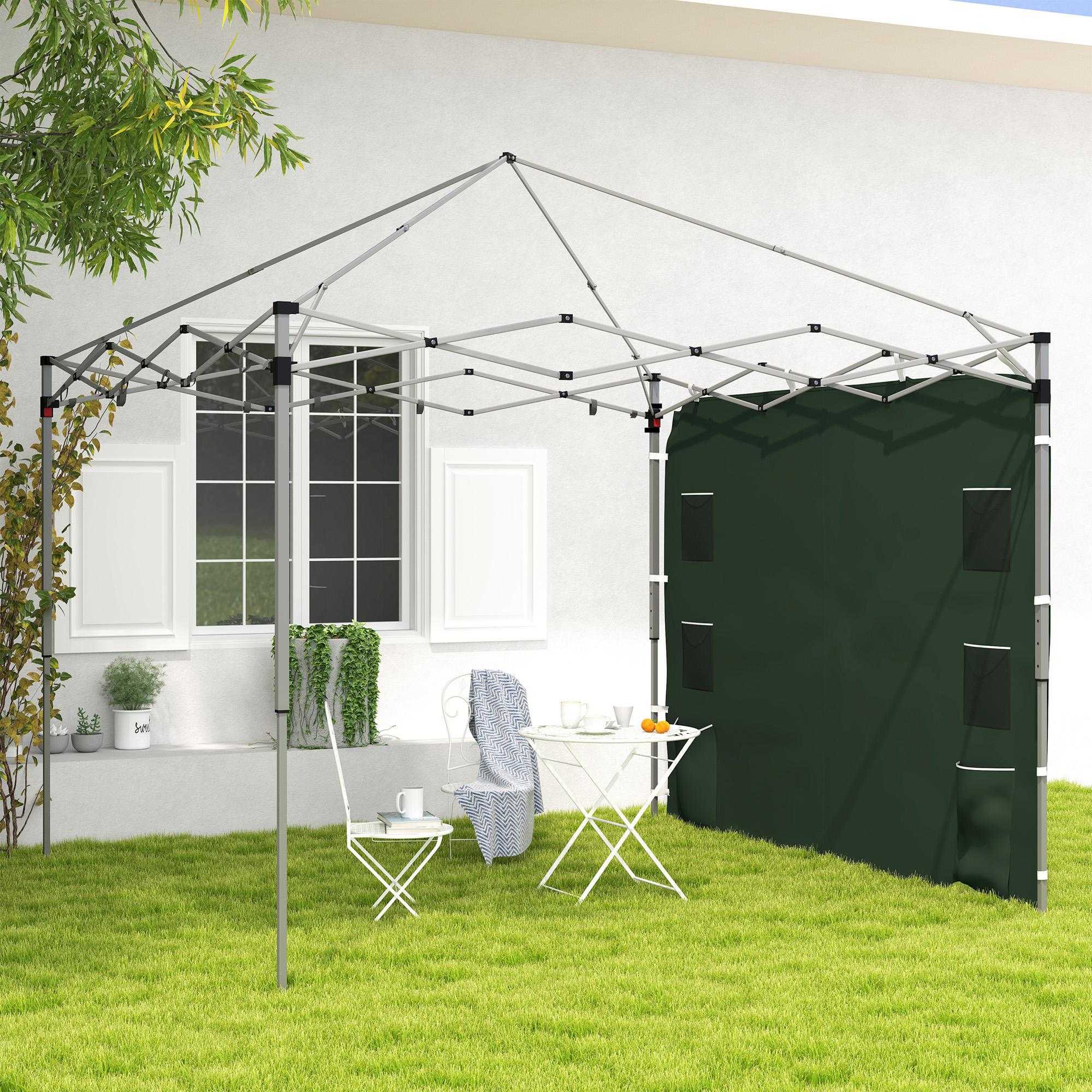 3x3m Gazebo Replacement Sidewall with Pockets & Mesh Bags - Green
