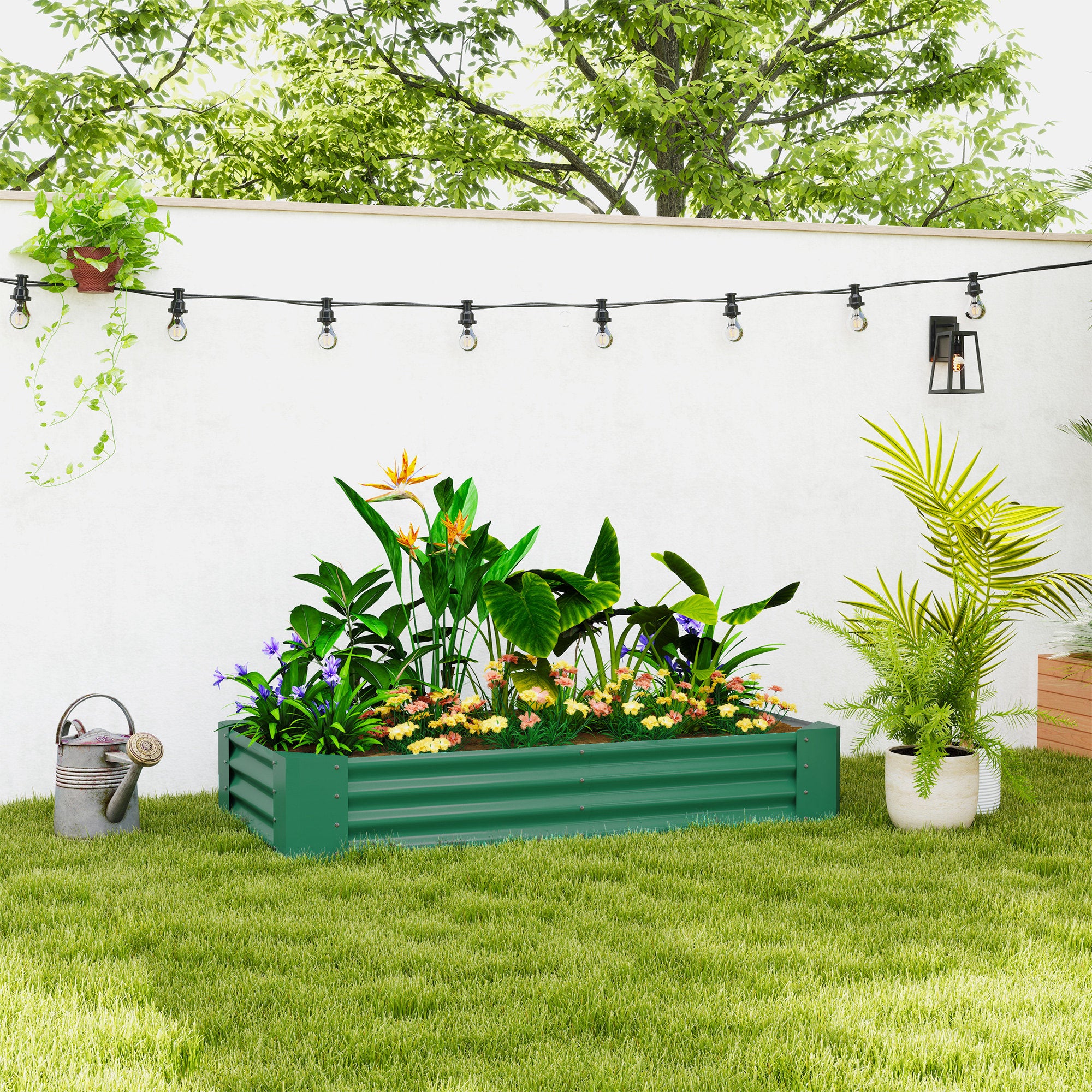 180 x 90cm Galvanised Steel Vegetable Planter With Rust Resistance - Green