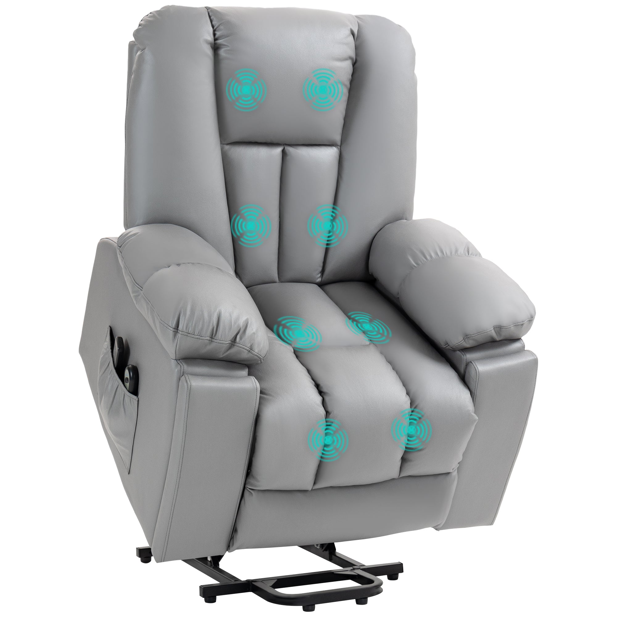 Leathaire Power Lift Riser Recliner Chair with Massage – Charcoal Grey