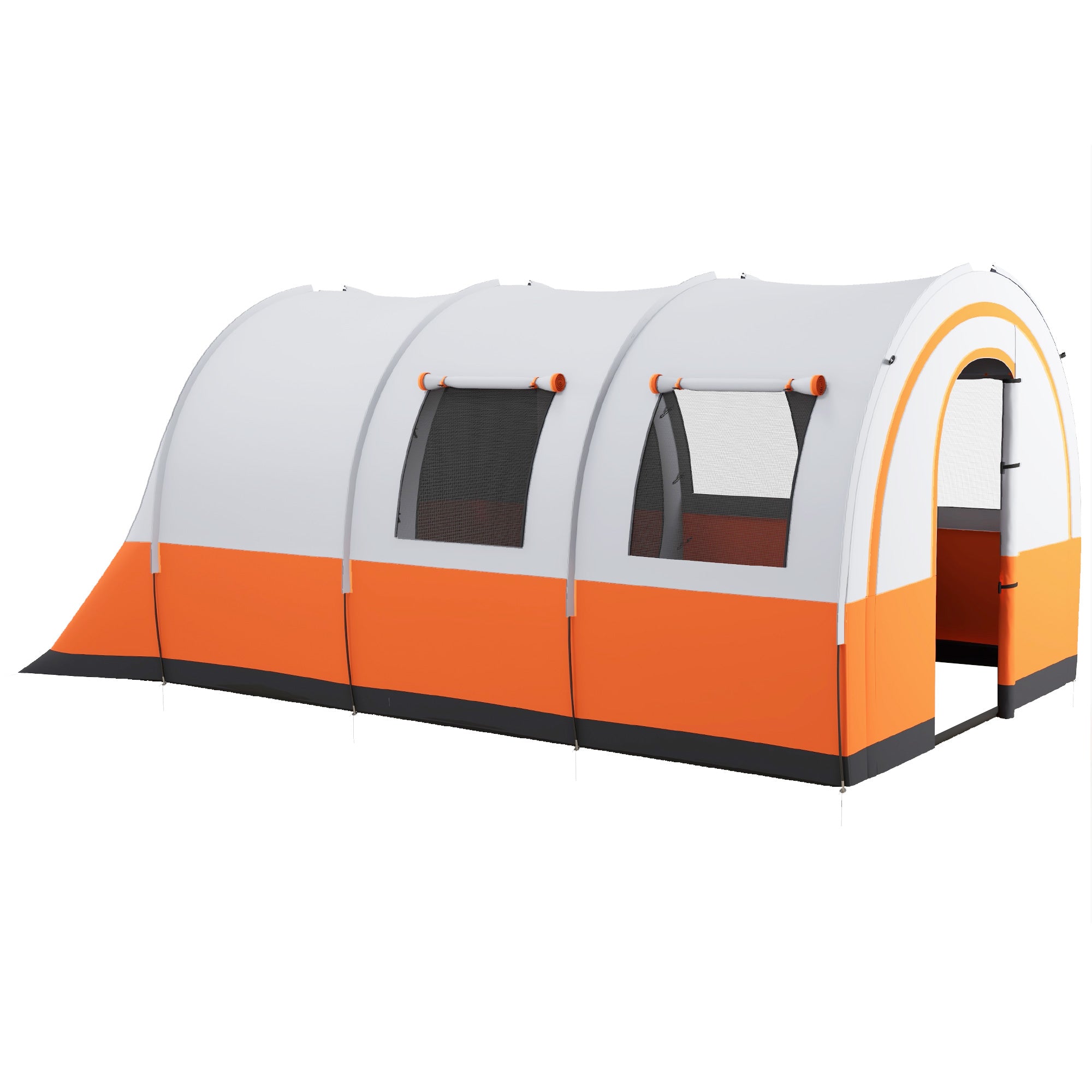 Spacious 3000mm Waterproof Family Camping Tent for 6 - Cream and Orange