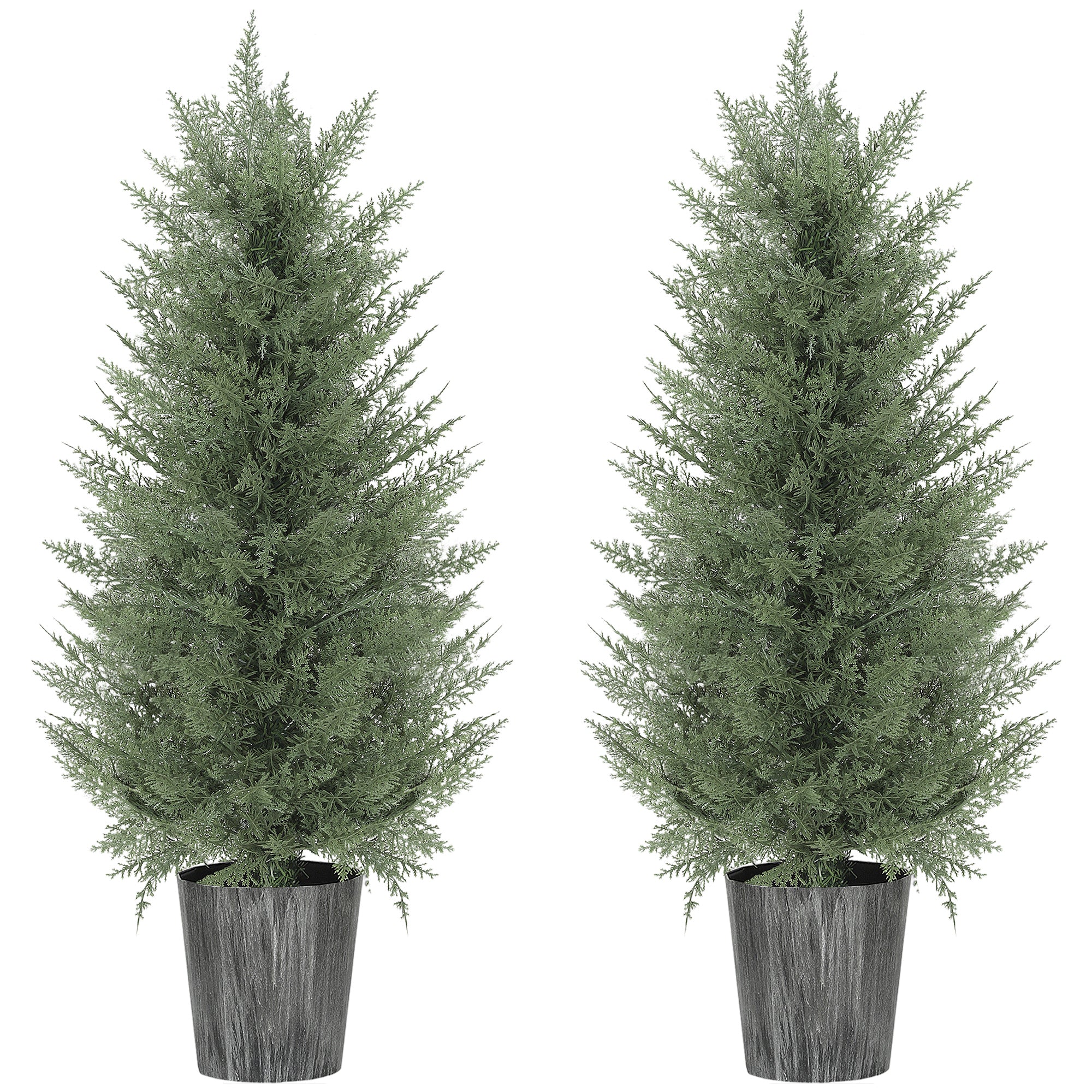 90cm Artificial Cypress Trees Set of 2, UV Resistant Artificial Plants with Decorative Pot, Fake Plants for Indoor Outdoor Decor, Green