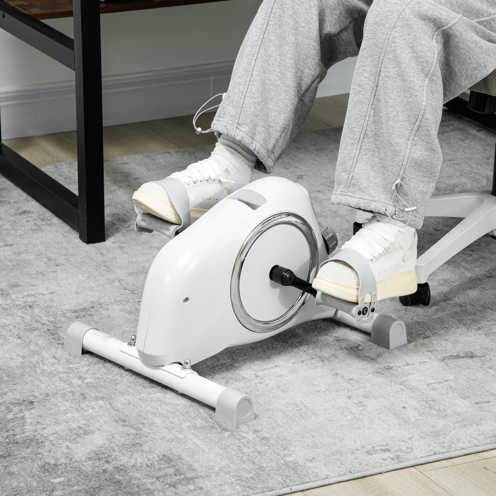 Mini Exercise Bike with 8-Level Magnetic Resistance and LCD Display - White