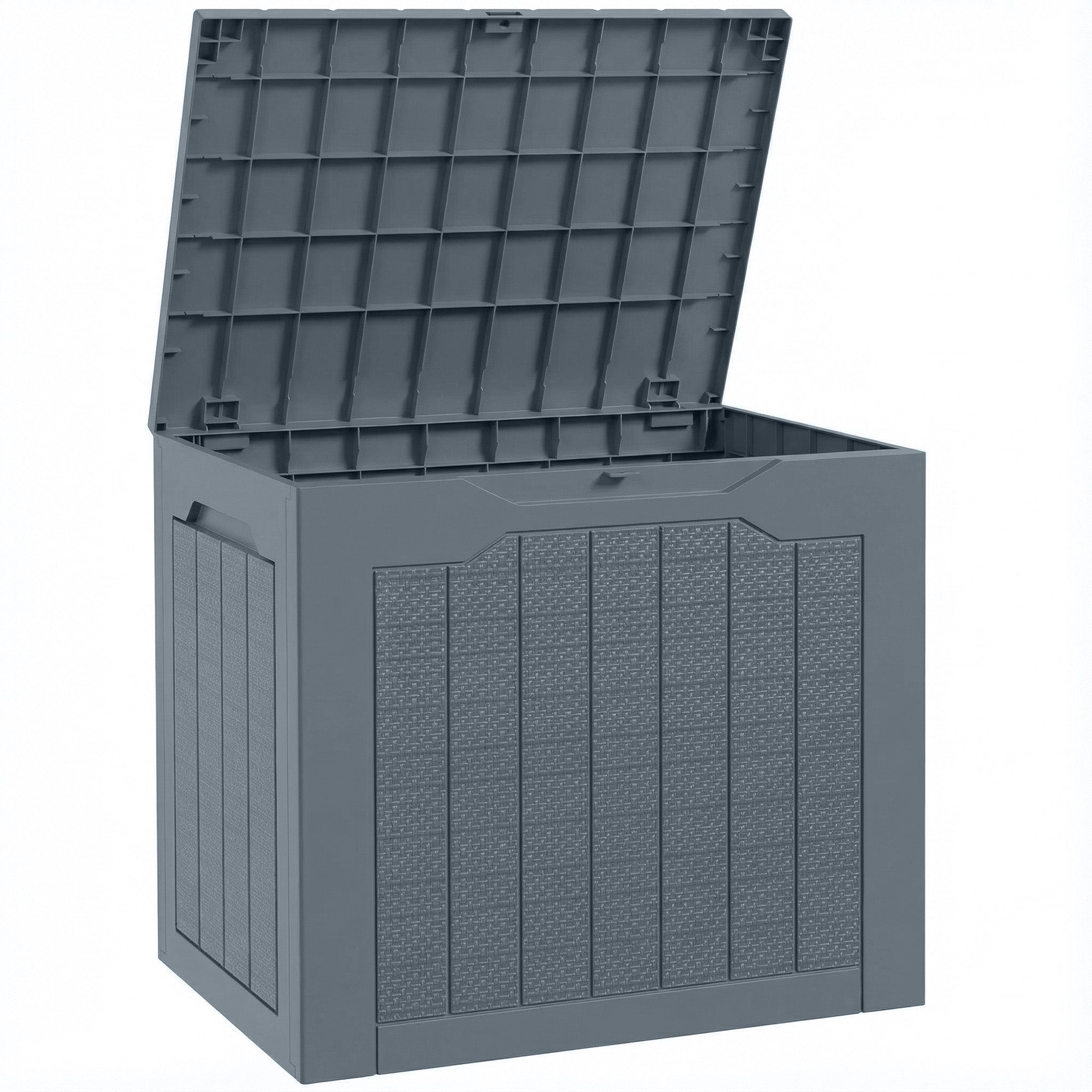 93L Plastic Garden Storage Box, Outdoor Storage Box with Handles, Waterproof Outdoor Storage Container, Light Grey