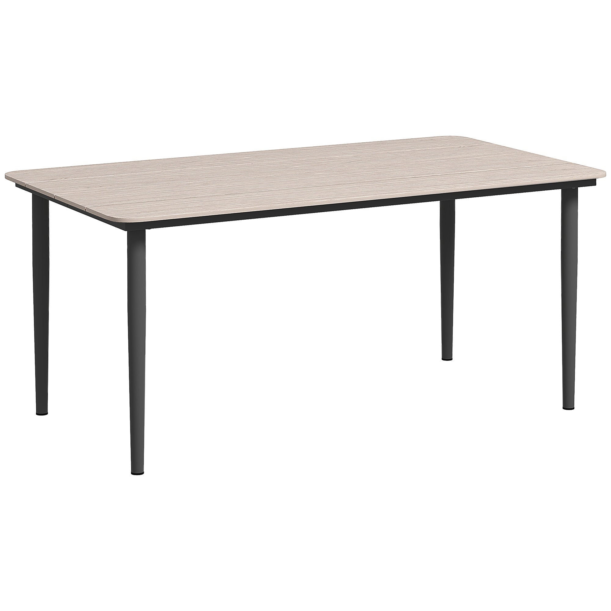 6 Seater Outdoor Garden Dining Table with Rust Resistant Metal Frame - Light Grey