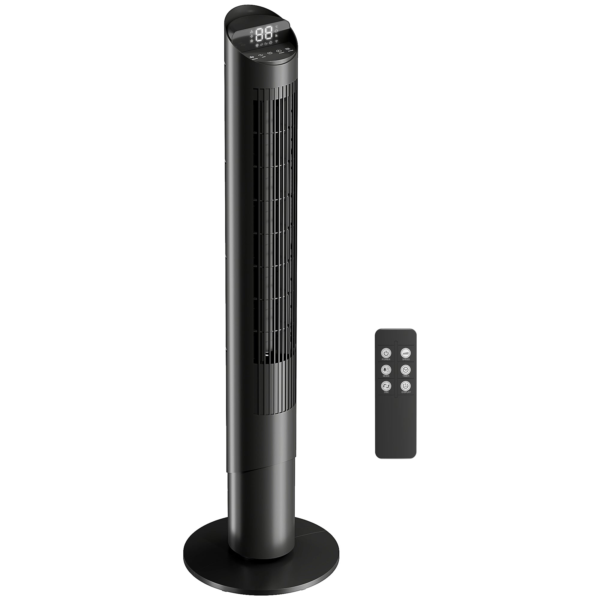 Tower Fan with WiFi App Control Standing Floor Cooling Fan Remote Control 101.8 cm Black