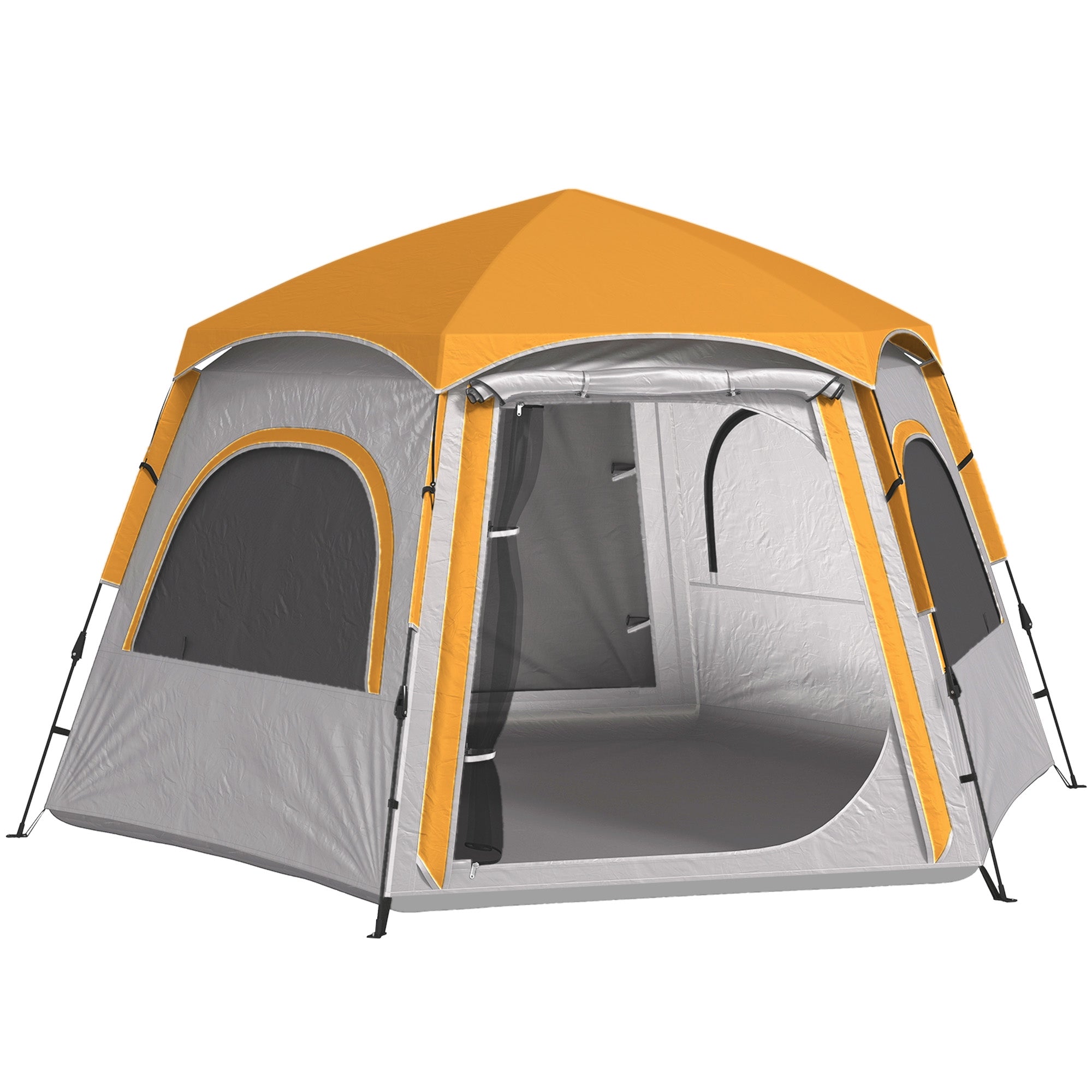 Easy Setup Waterproof Camping Tent for 4 People with UV Protection - Light Grey