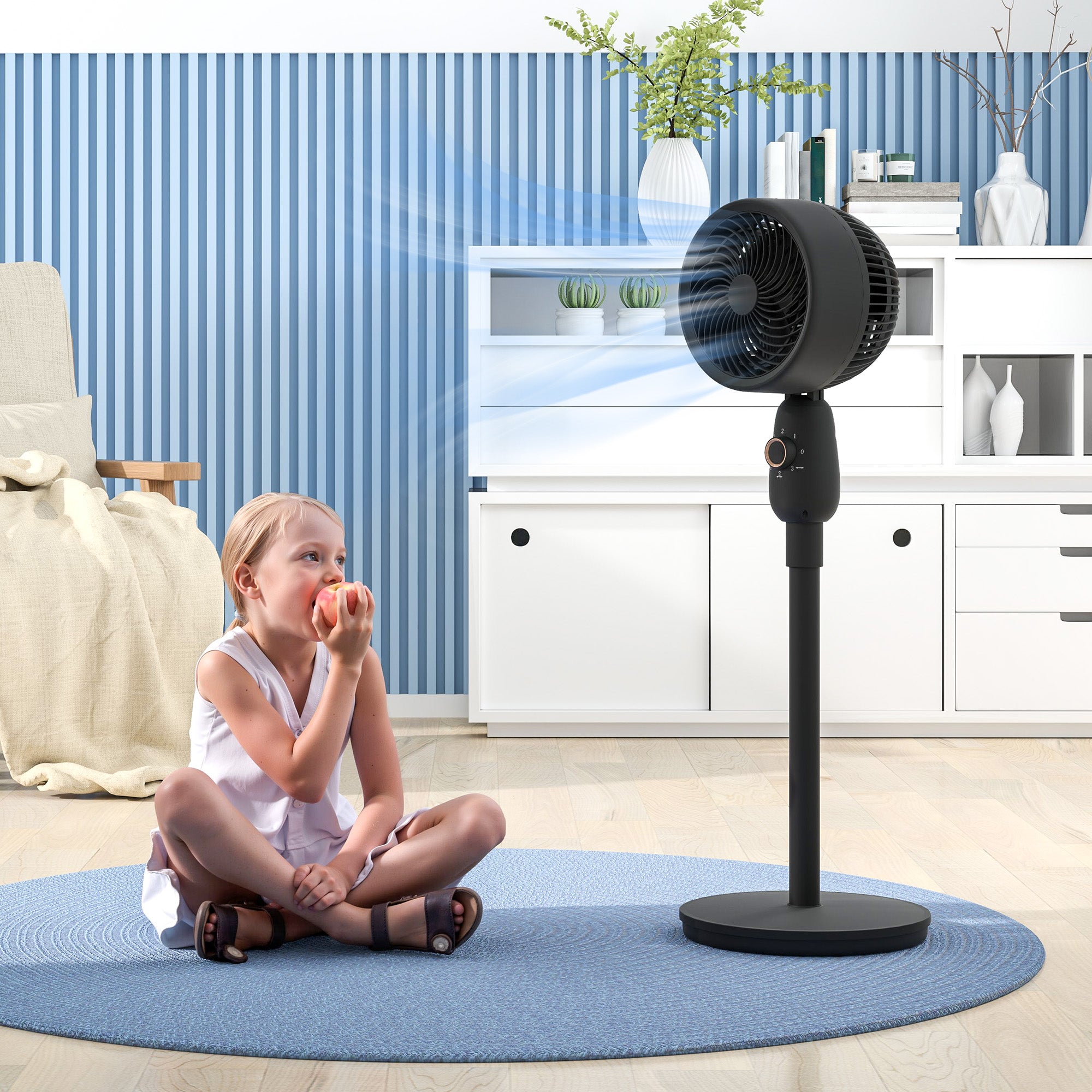 12 Inch Pedestal Fan with 3 Speeds and Oscillation for Home and Office - Black