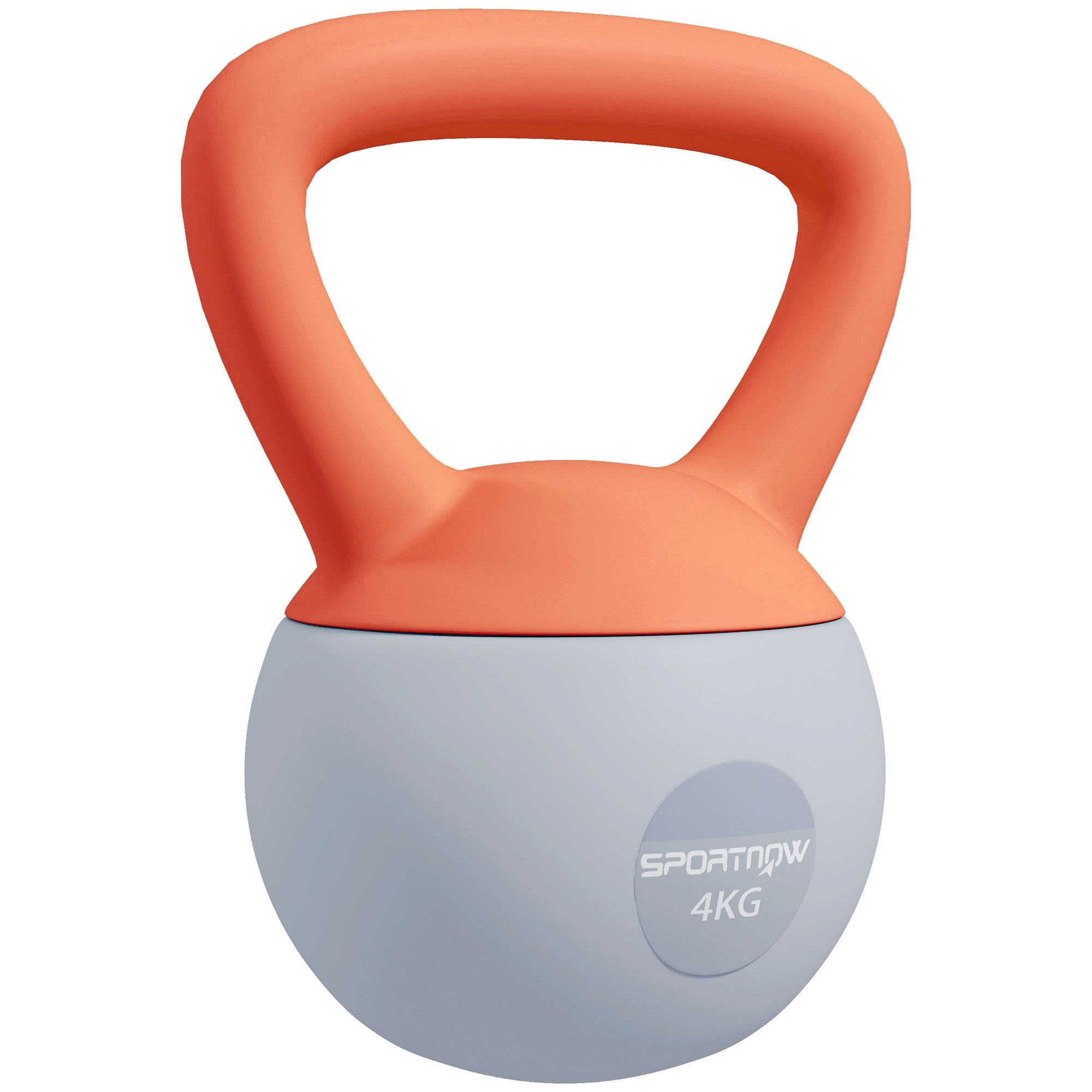 Soft Kettlebell, 4kg Kettle Bell with Non-Slip Handle for Home Gym Weight Lifting and Strength Training, Orange and Grey