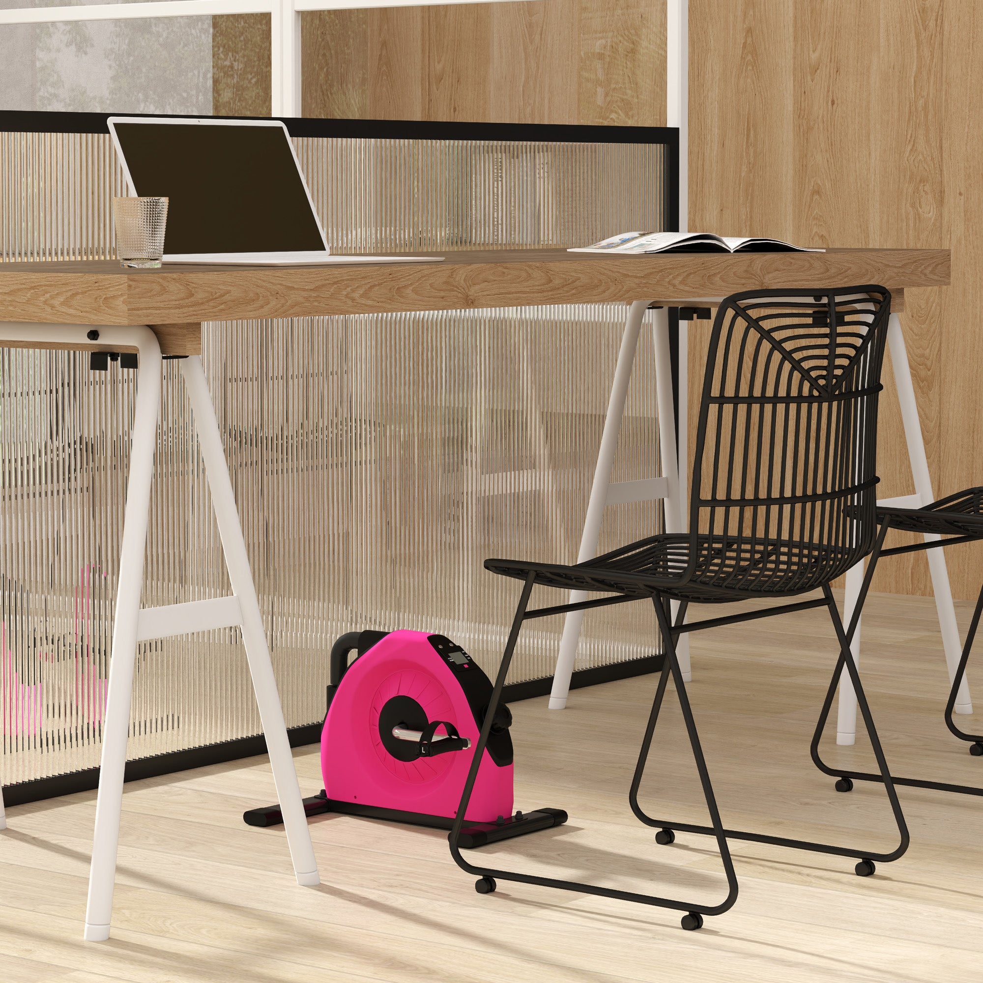 Portable Mini Exercise Bike with LCD Display for Arms and Legs - Red