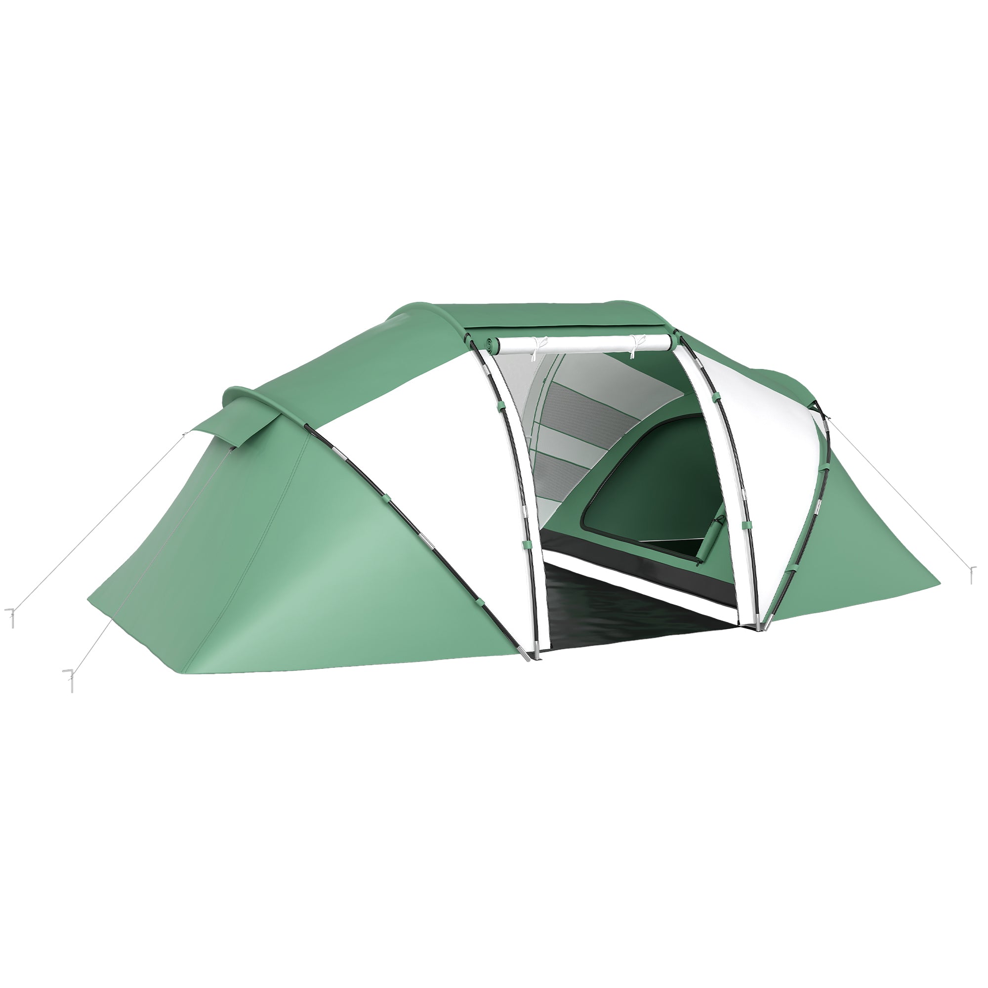 Spacious 4-6 Person UV Protection Camping Tent - Green and White
