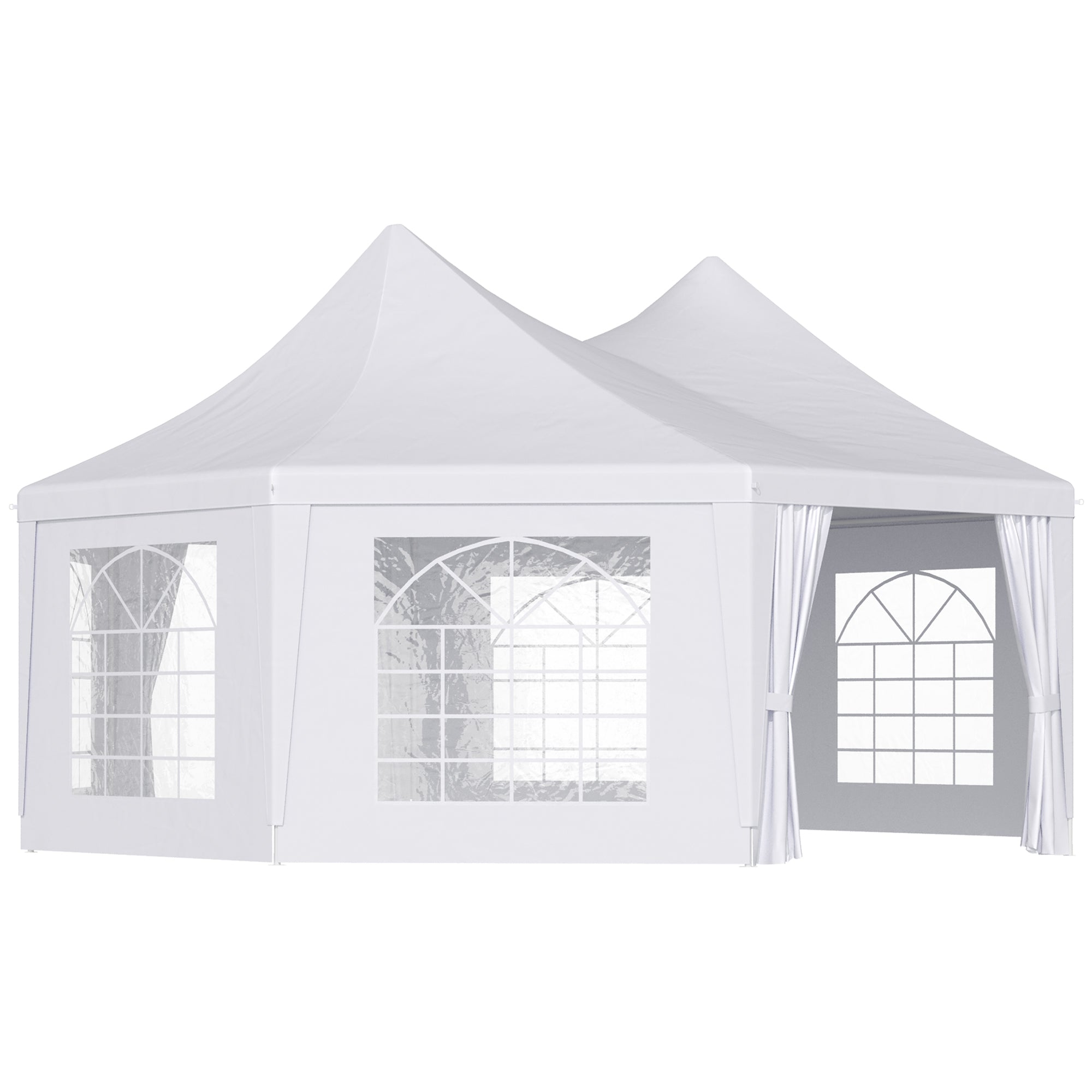 6.8x5M Octagonal Marquee Gazebo, Heavy Duty Wedding Party Tent with Sides and Doors, White