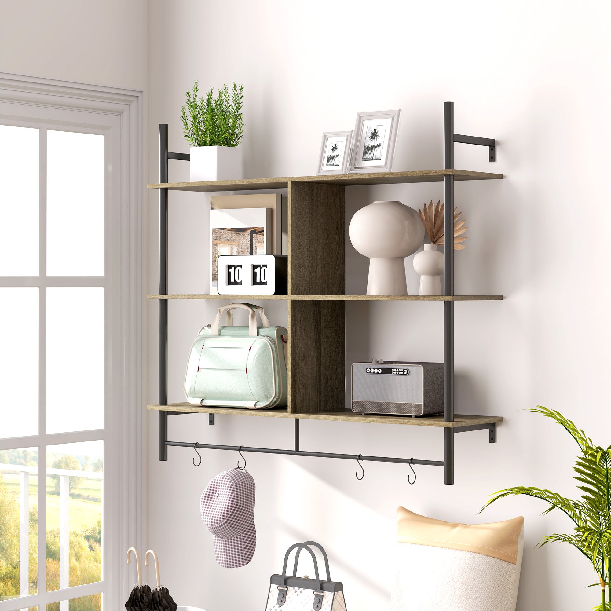 Three-Tier Floating Shelf - Grey Wood Effect