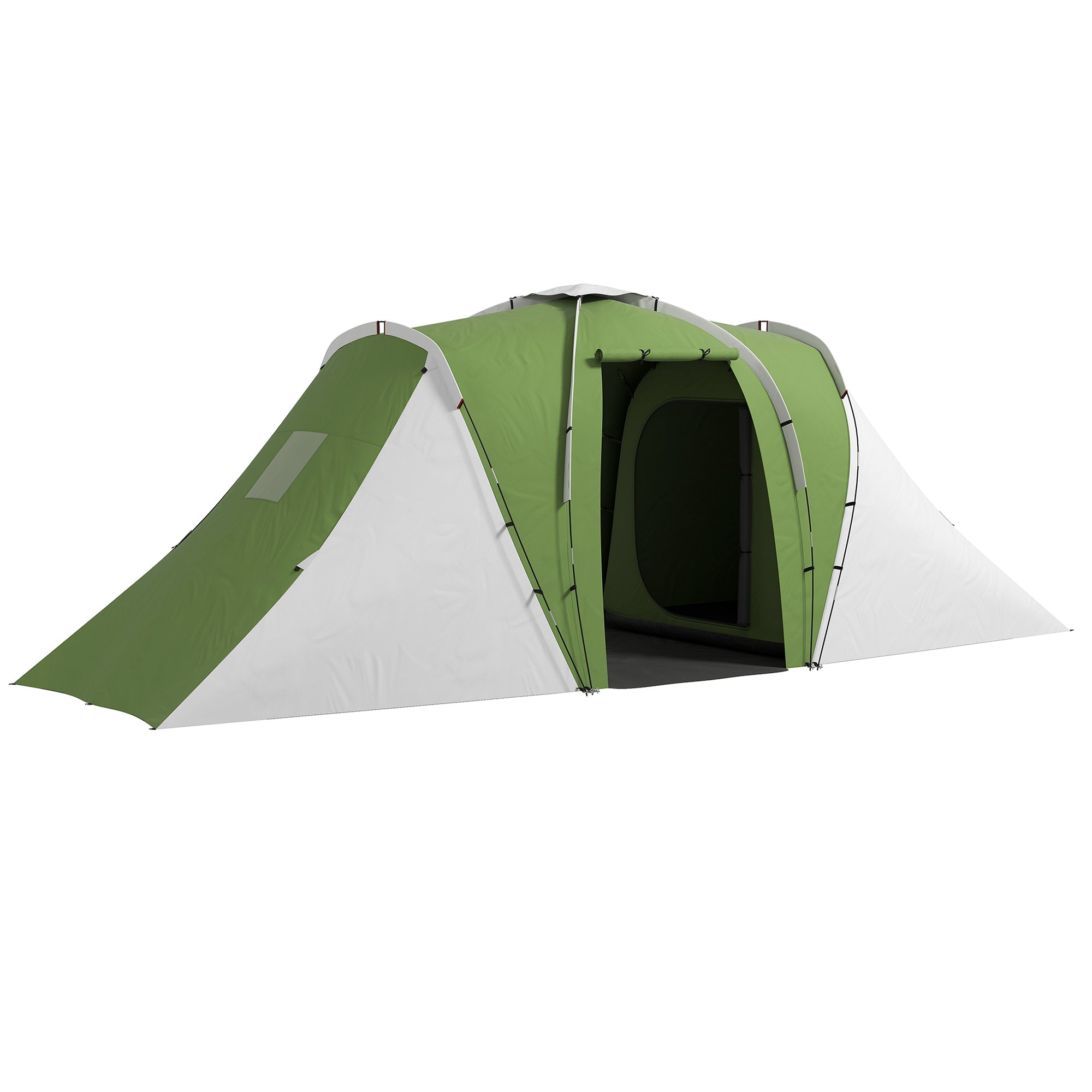 Large Waterproof Camping Tent with 2 Bedrooms and Living Area - Green