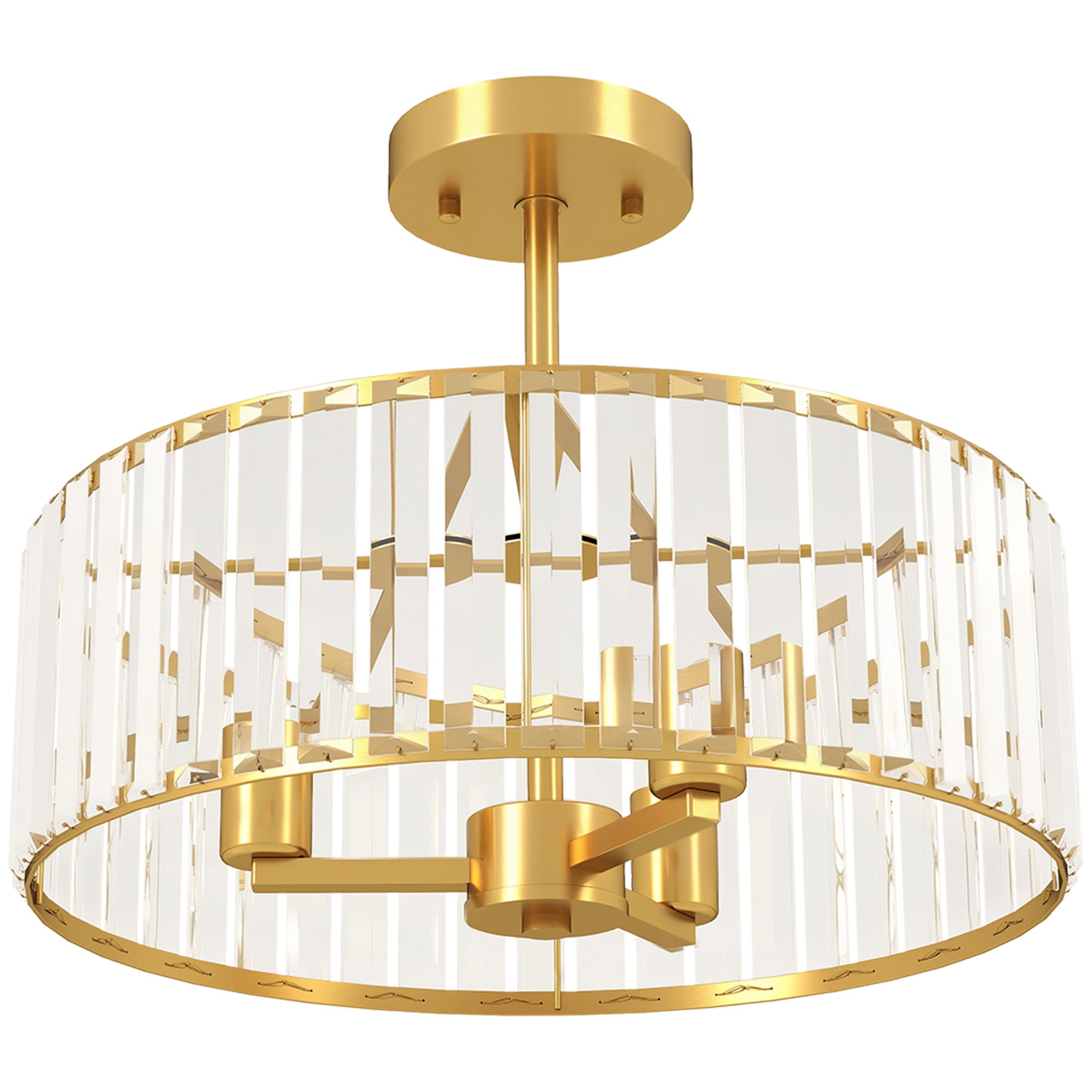 Crystal Ceiling Light Fixture, Semi Flush Mount Modern Crystal Chandelier Ceiling Light for Living Room, Bedroom, Hallway, Dining Room, E14 Base 3-Lights, Bulbs Not Included, Gold Tone