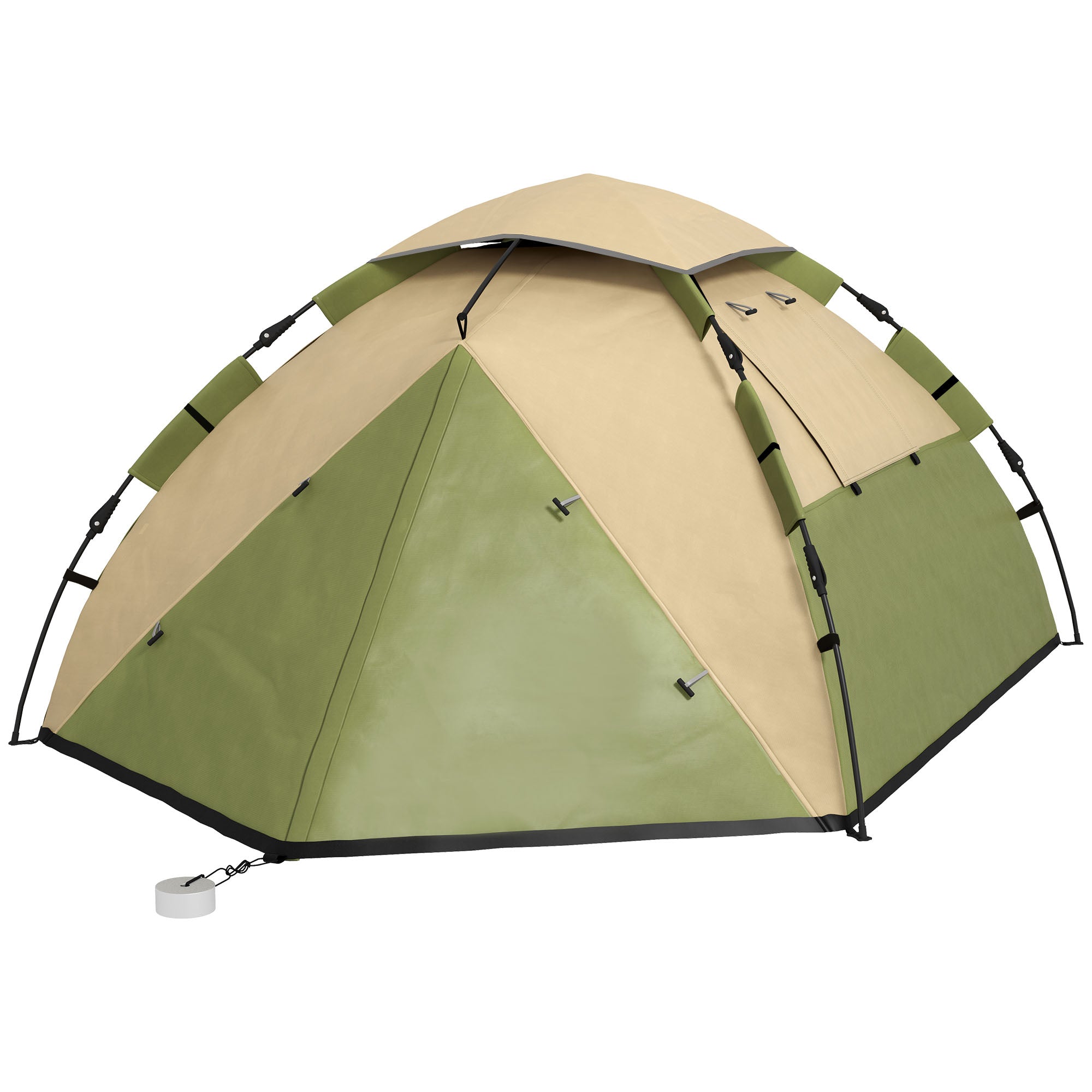 Two-Person Instant Camping Tent with Rain Protection - Dark Green