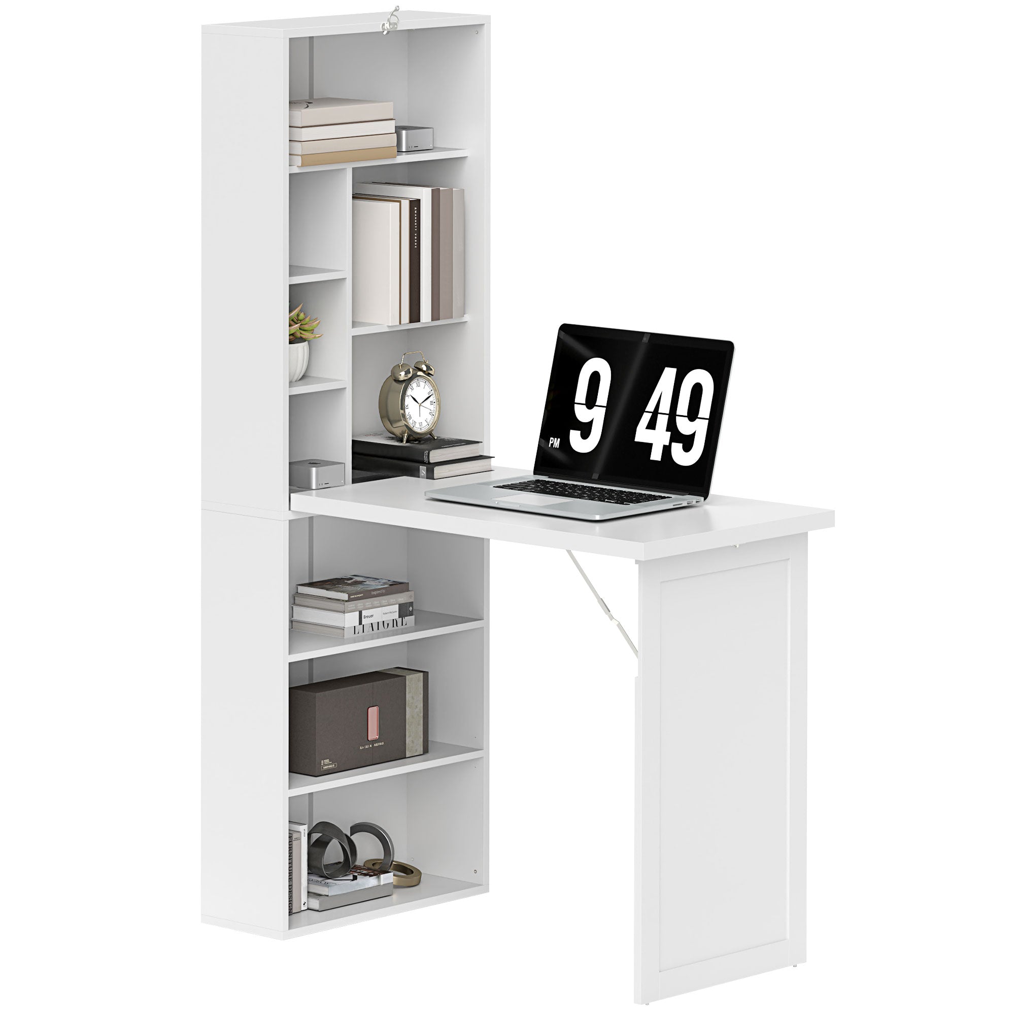 Three-Part Work Desk, with Storage and Writing Board - White