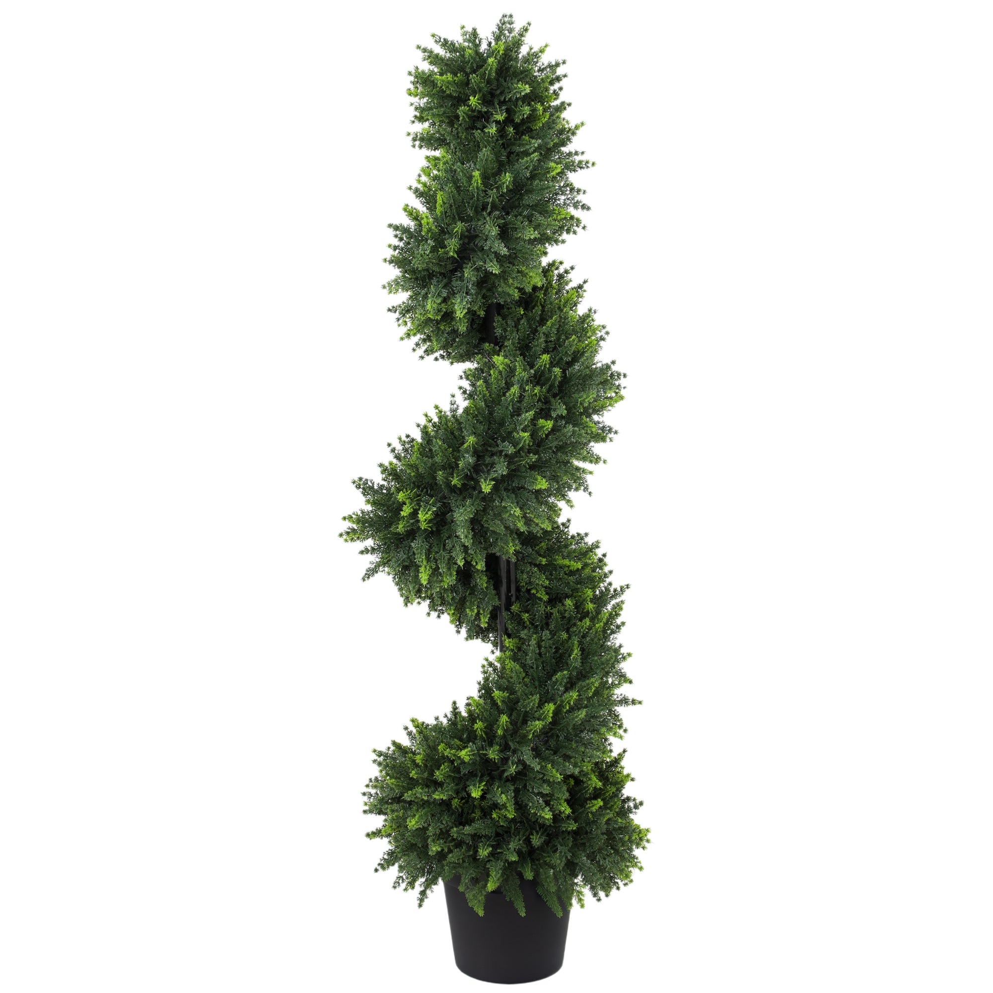 Decorative Artificial Plants Set of 2, UV Resistant Fake Plants in Pot for Indoor Outdoor Decor, 120 cm, Deep Green