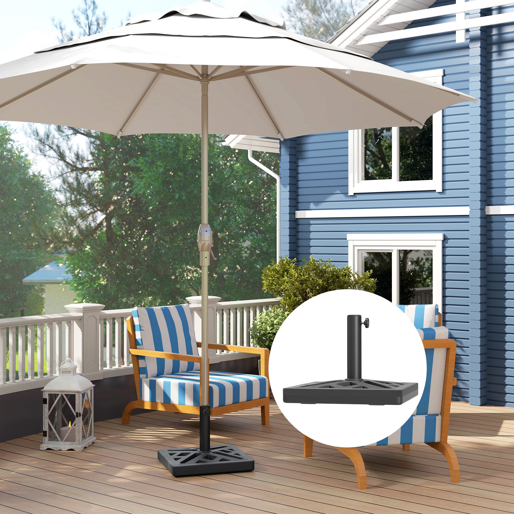 15kg HDPE Garden Parasol Base with Cut-Out Design - Black