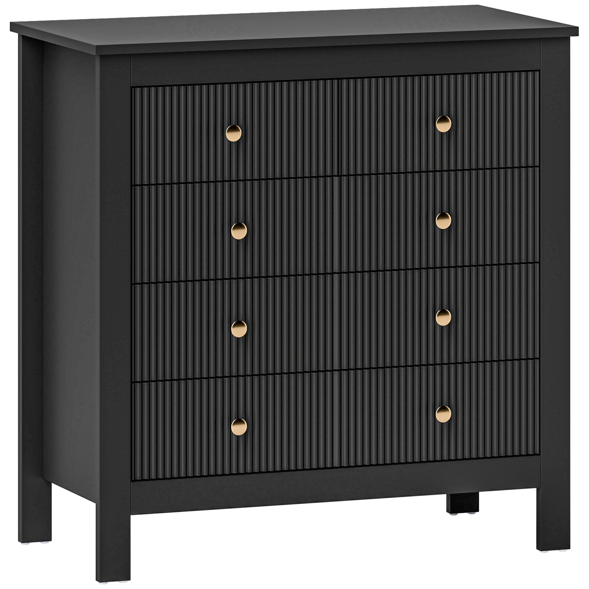 Elegant 5-Drawer Chest with Gold Handles - Black