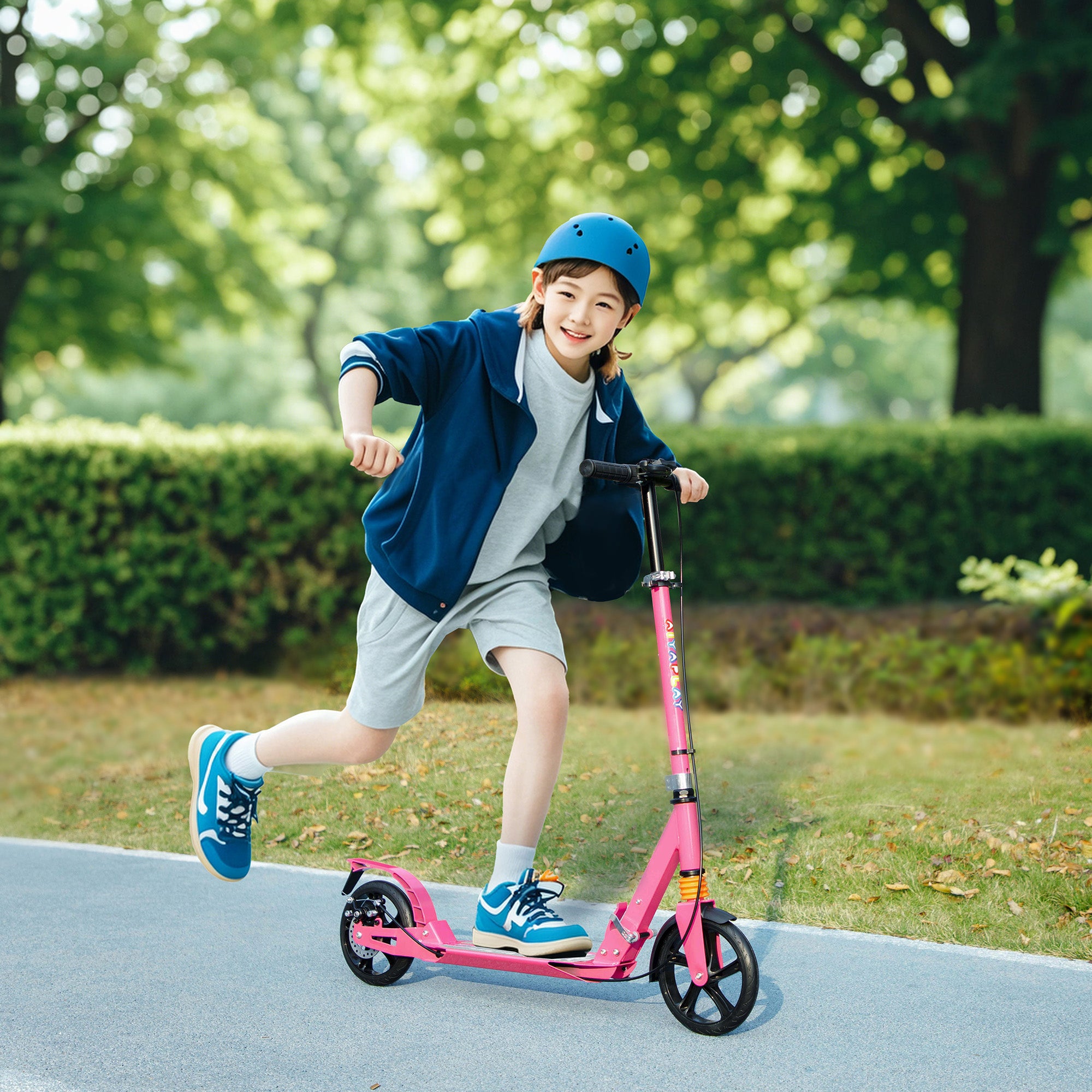 Kids Scooter with Adjustable Handlebar, Dual Brake, 200mm Wheels, ABEC-7 Bearings - Pink