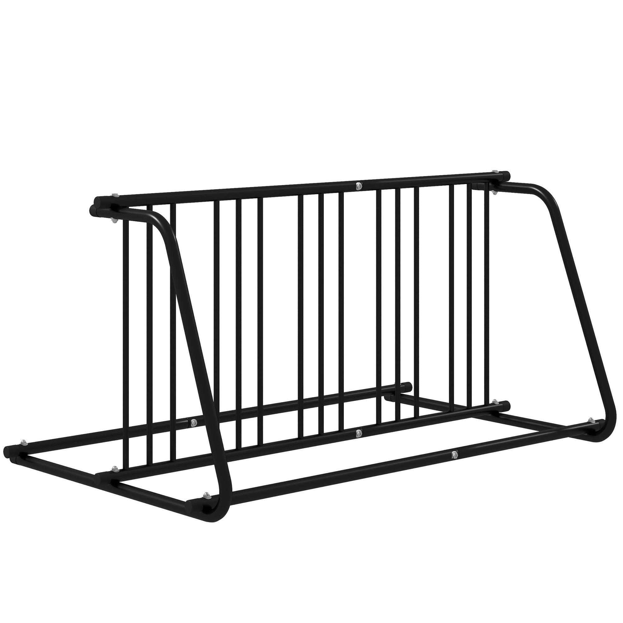 6 Bike Double-Sided Floor Stand Heavy-Duty Steel - Black